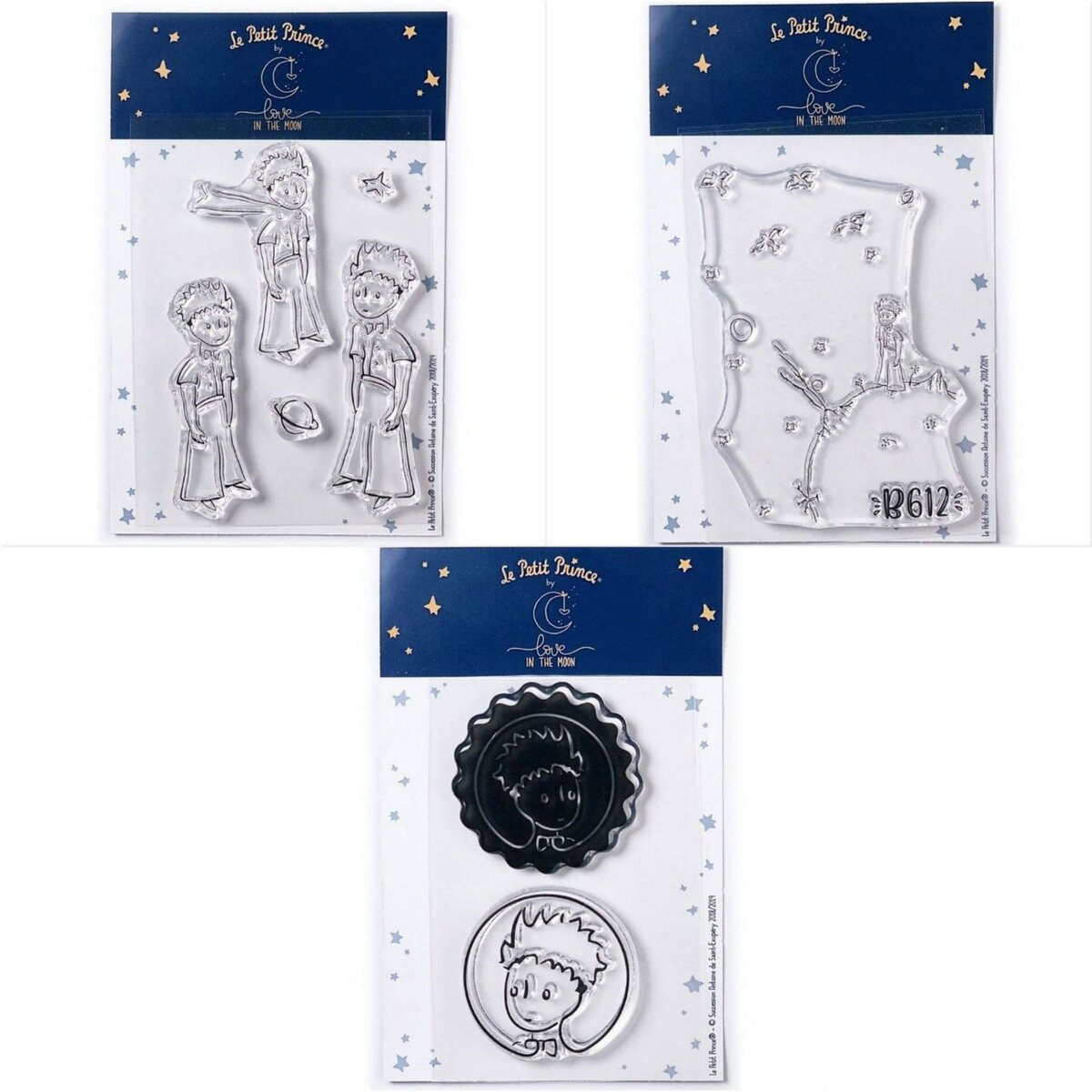  6 Tampons transparents Le Petit Prince et messages + Astéroïd + Portraits