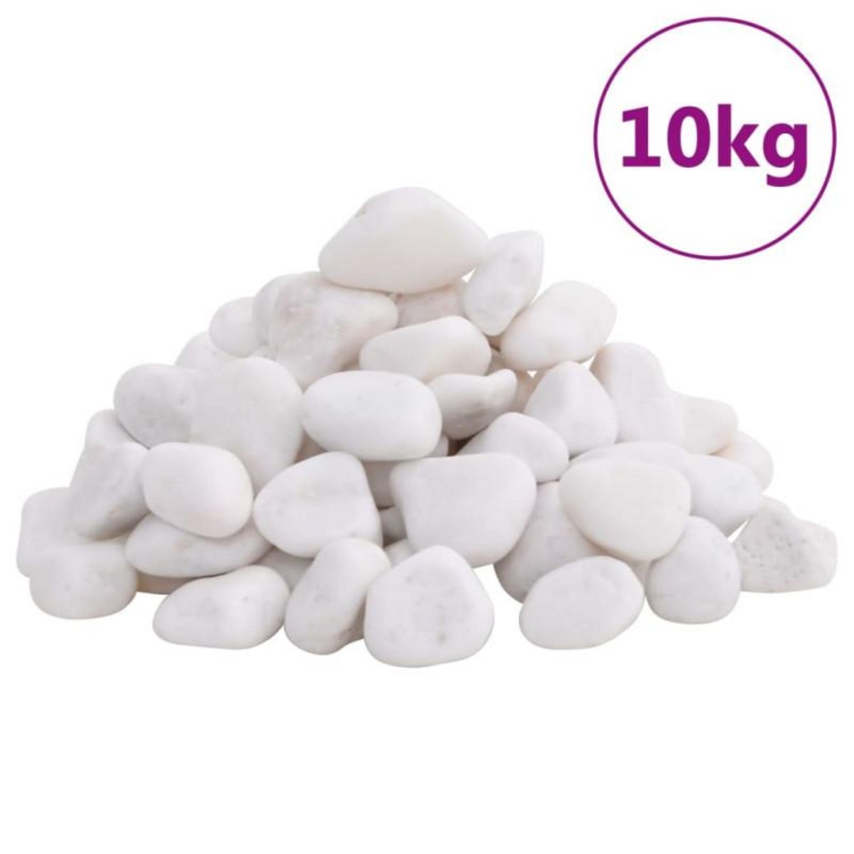 VIDAXL Galets polis 10 kg blanc 2 5 cm