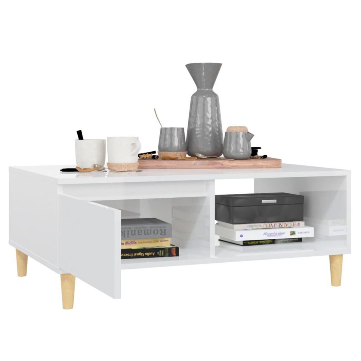 VIDAXL Table basse blanc brillant 90x60x35 cm bois d'ingenierie