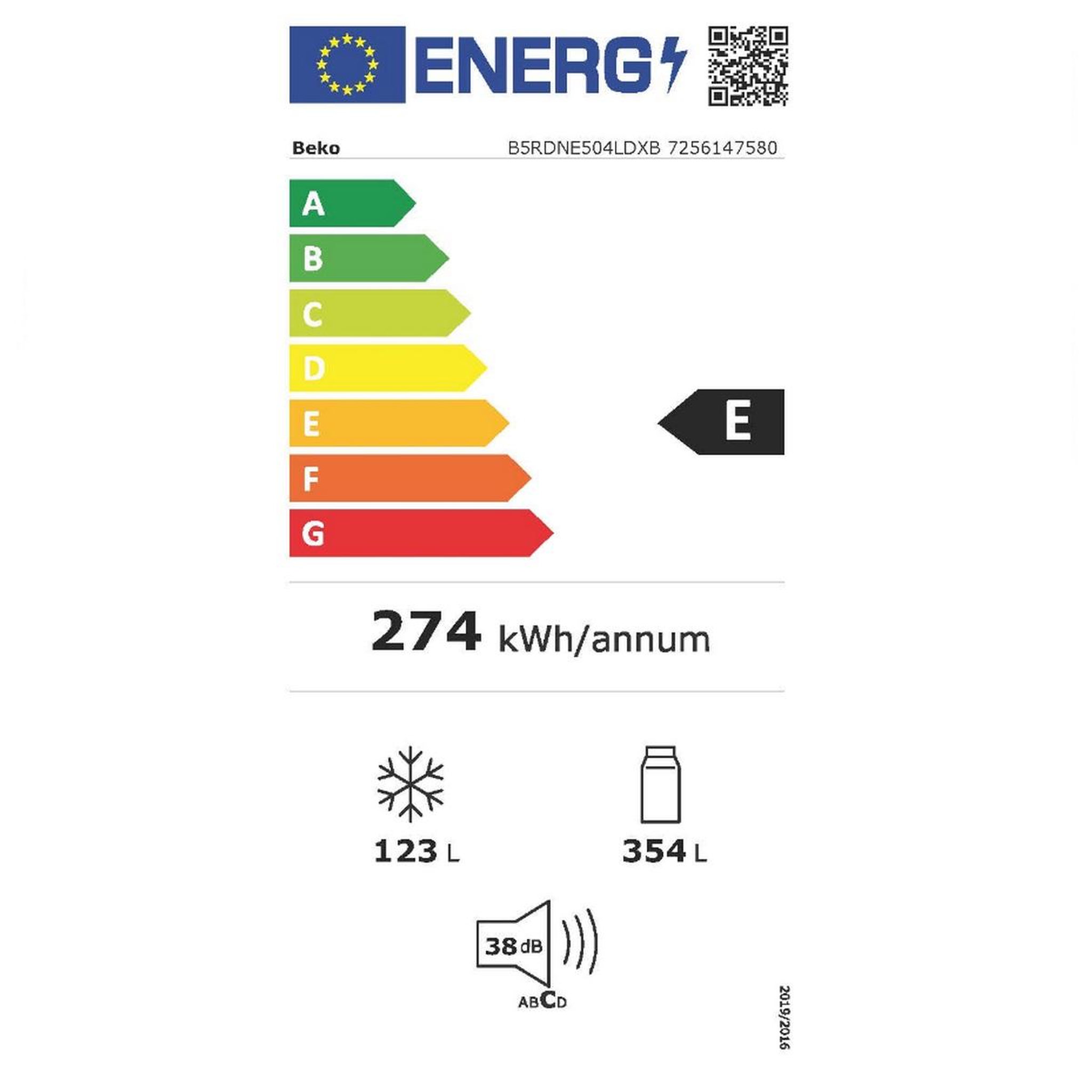 Voir la diapositive 2 : Beko Réfrigérateur combiné 70cm 477l nofrost métal - b5rdne504ldxb