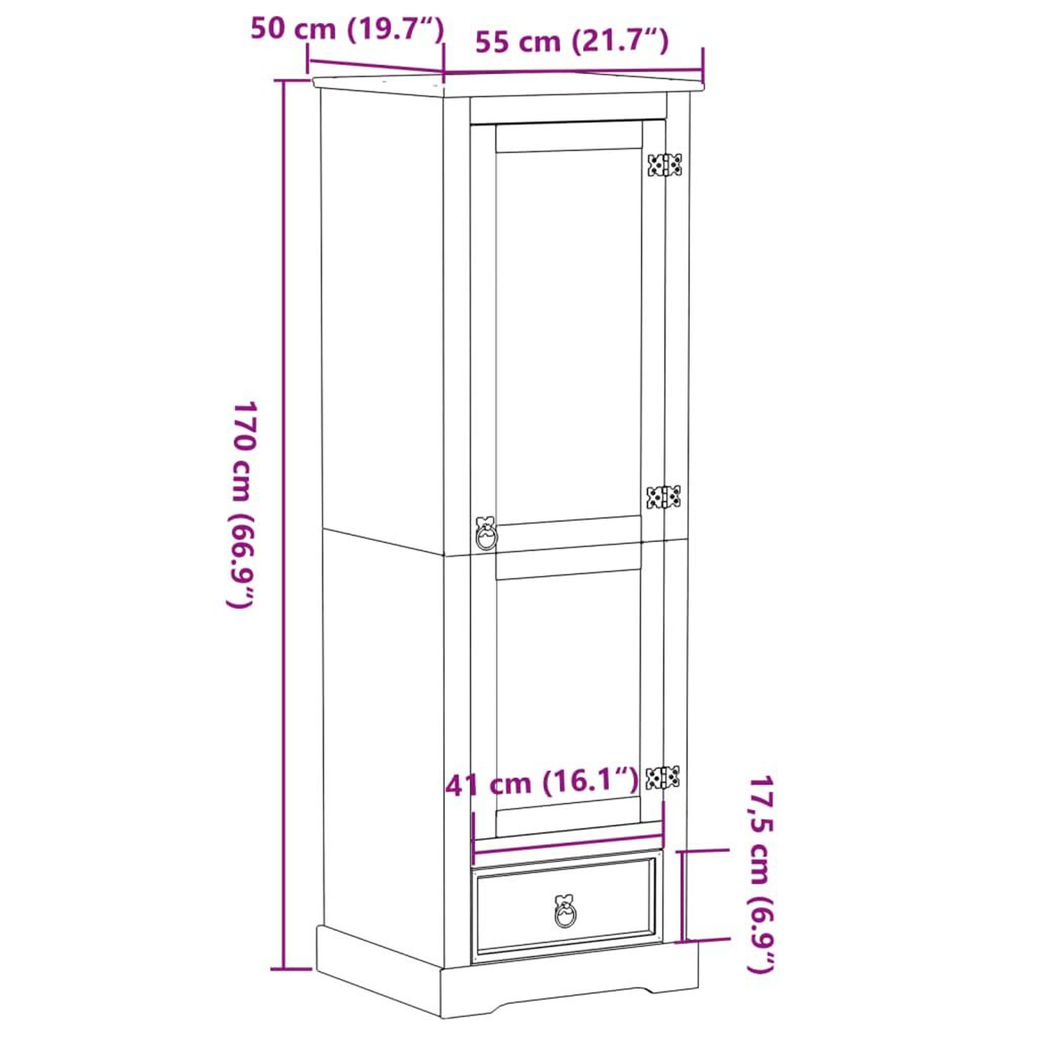 Voir la diapositive 6 : VIDAXL Garde-robe  55x50x170 cm bois de pin massif