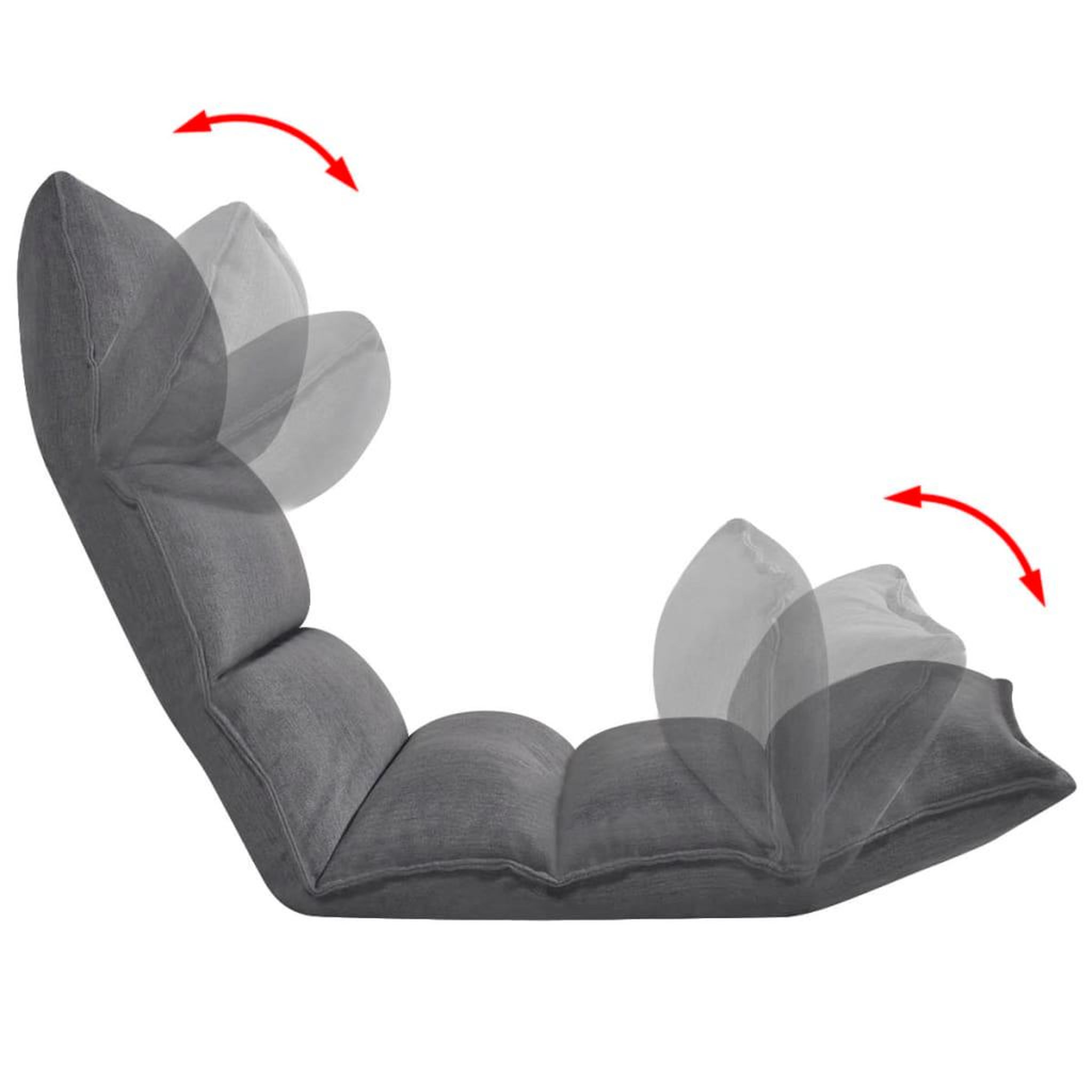 Voir la diapositive 4 : VIDAXL Chaise longue pliable de sol gris tissu