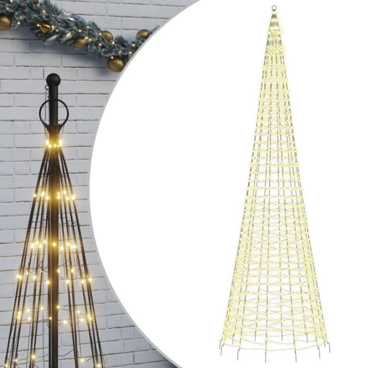 VIDAXL Arbre de Noël lumineux sur mât de drapeau 1534 LED blanc 500 cm
