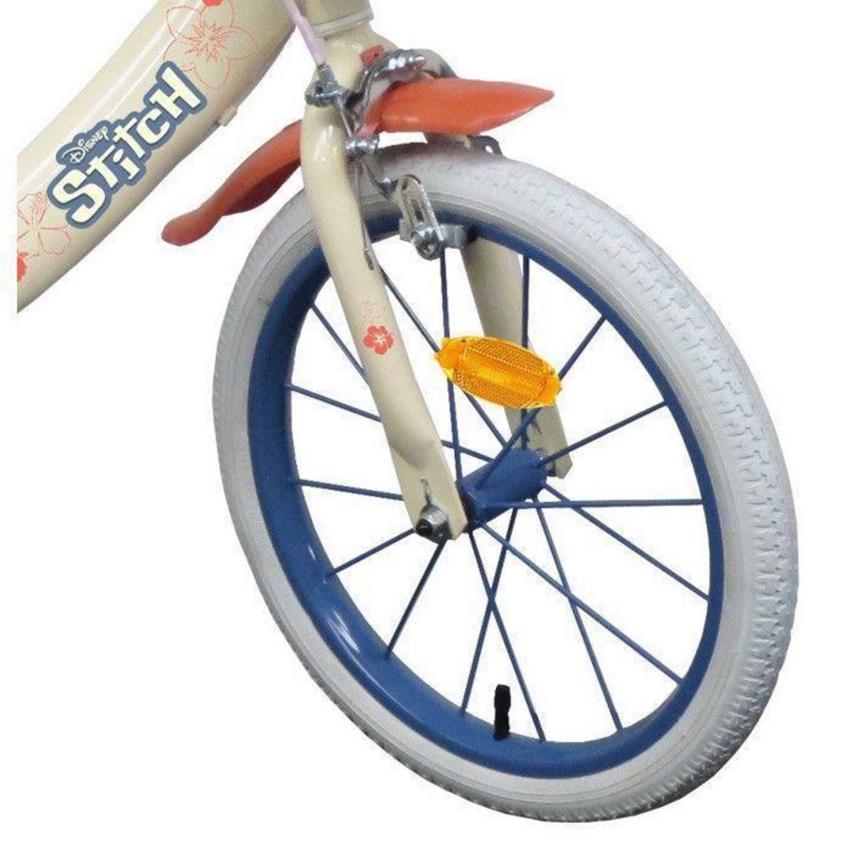 DISNEY Vélo enfant - Modèle 16'' STITCH / DISNEY (Taille de l'enfant 100 cm à 125 cm) équipé de 2 freins, panier, porte poupée et stabilisateurs.