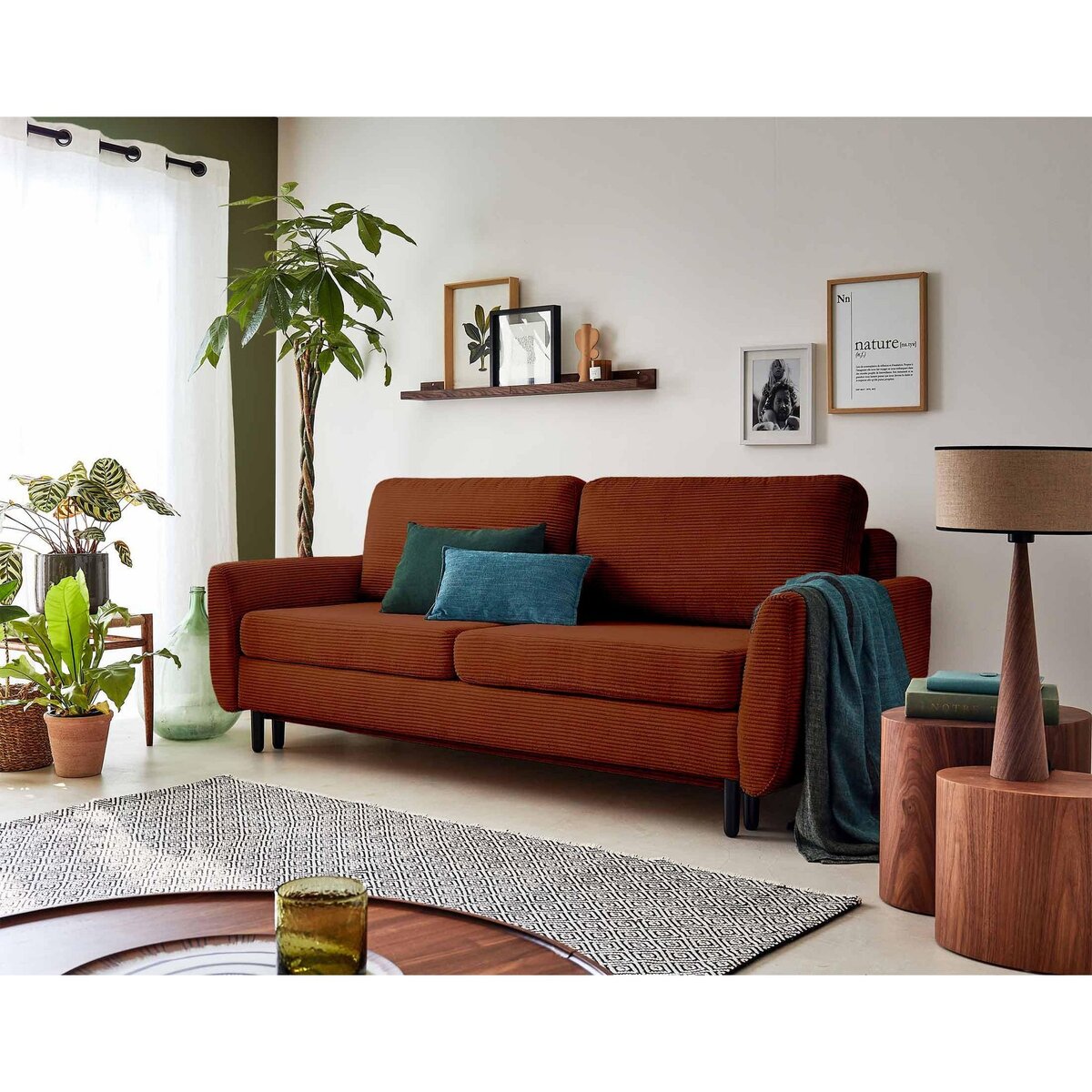 LISA DESIGN Dan - canapé 3 places - convertible avec coffre - en velours côtelé