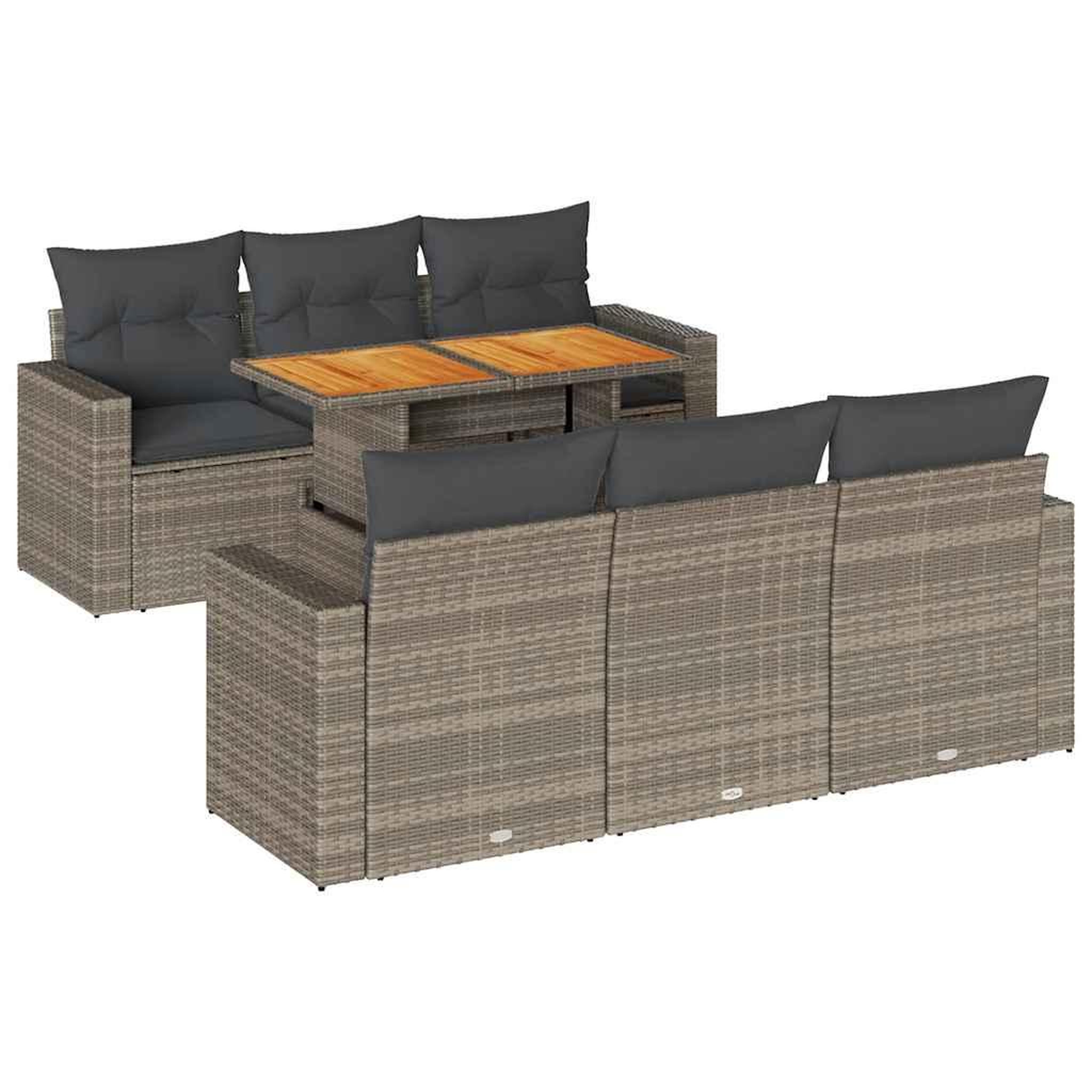 Voir la diapositive 2 : VIDAXL Salon de jardin avec coussins 7 pcs gris resine tressee
