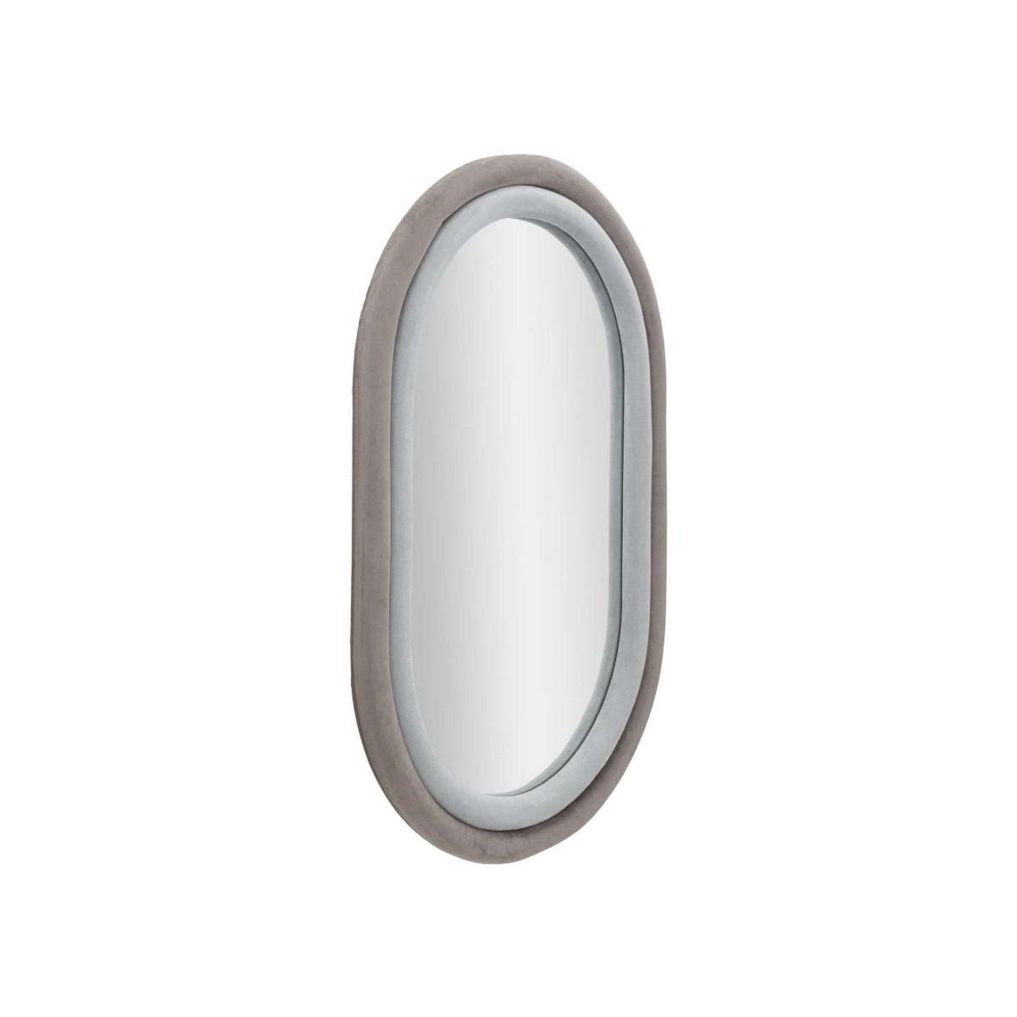 Voir la diapositive 2 : Paris Prix Miroir mural en velours  anthony  90cm gris & taupe
