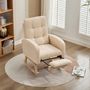 Voir la diapositive 3 : MERAX Fauteuil à Bascule Rocking Chair Avec Repose-pieds Teddy Beige