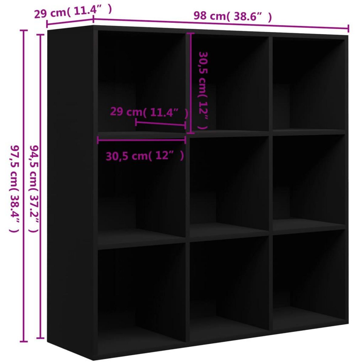 VIDAXL Bibliotheque noir 98x29x97,5 cm bois d'ingenierie