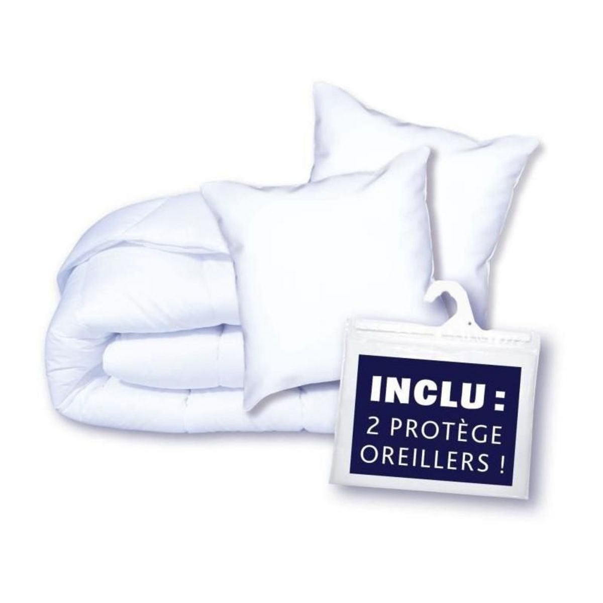 DODO Pack Protection : Couette 220x240 cm + Taie d'oreiller + 1 Protege oreiller - Fabriqué en France
