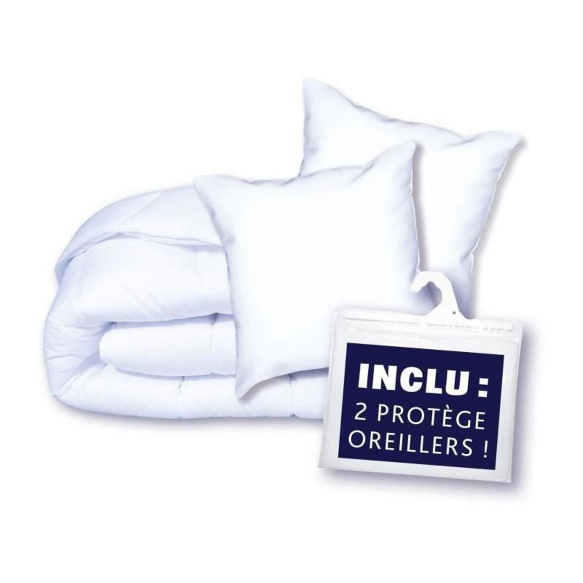 DODO Pack Protection : Couette 220x240 cm + Taie d'oreiller + 1 Protege oreiller - Fabriqué en France