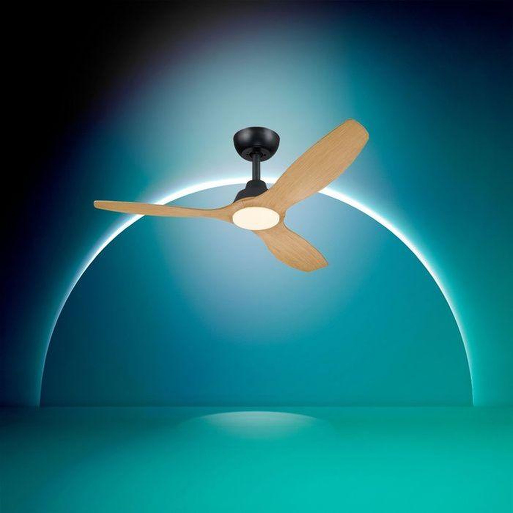 Voir la diapositive 2 : Philips Ventilateur de plafond - Philips - Olas - Pales fixes - Diametre 132 cm - Noir/Bois - LED intégrée + télécommande