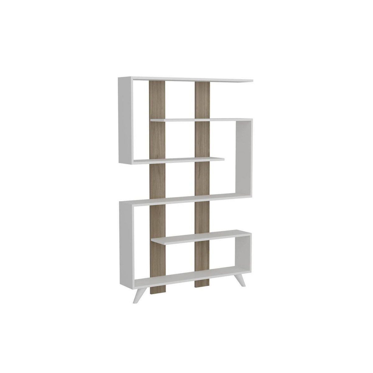 TOILINUX Etagère bibliothèque design scandinave Rain - L. 120 x H. 162 cm - Blanc