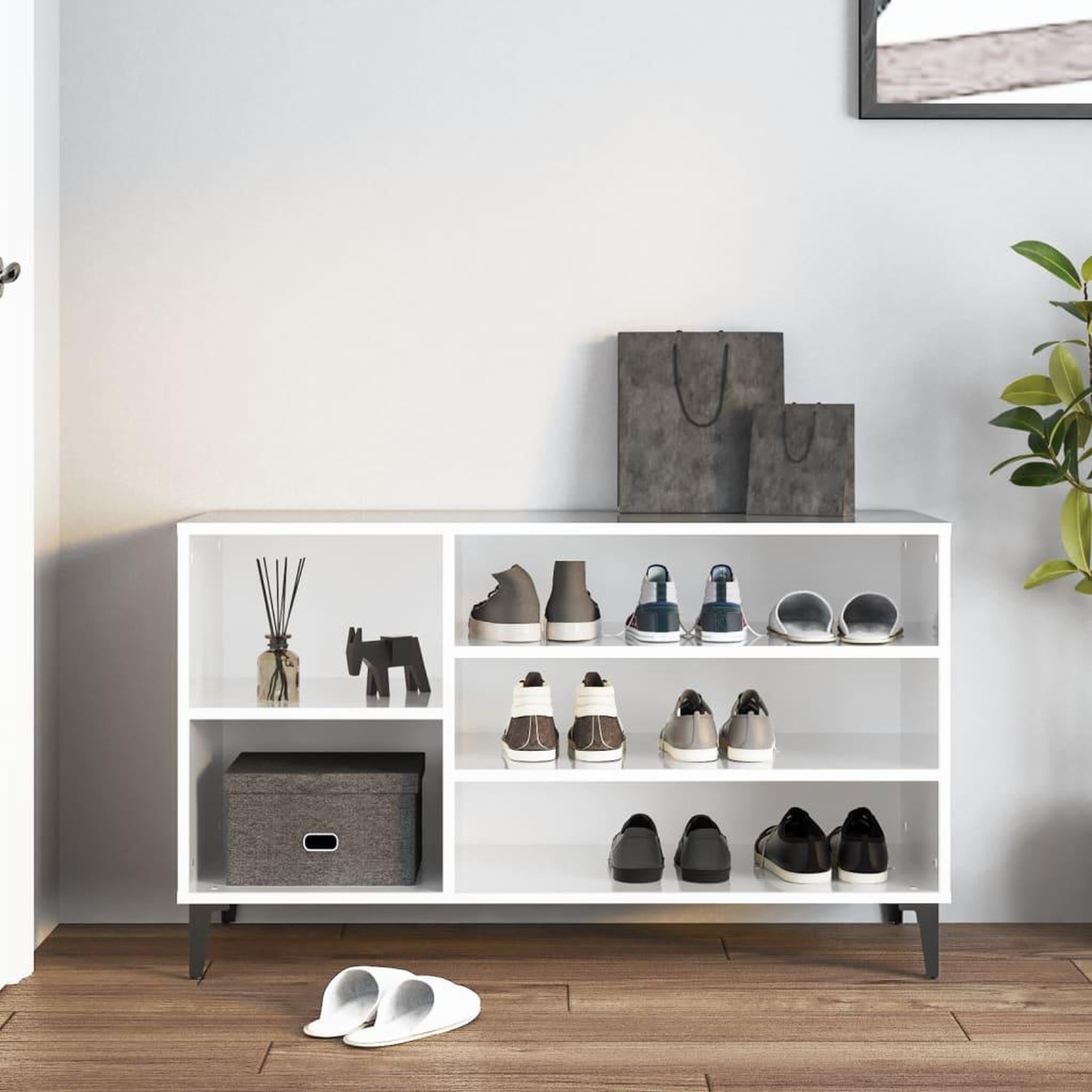 Voir la diapositive 3 : VIDAXL Armoire a chaussure Blanc brillant 102x36x60 cm Bois ingenierie