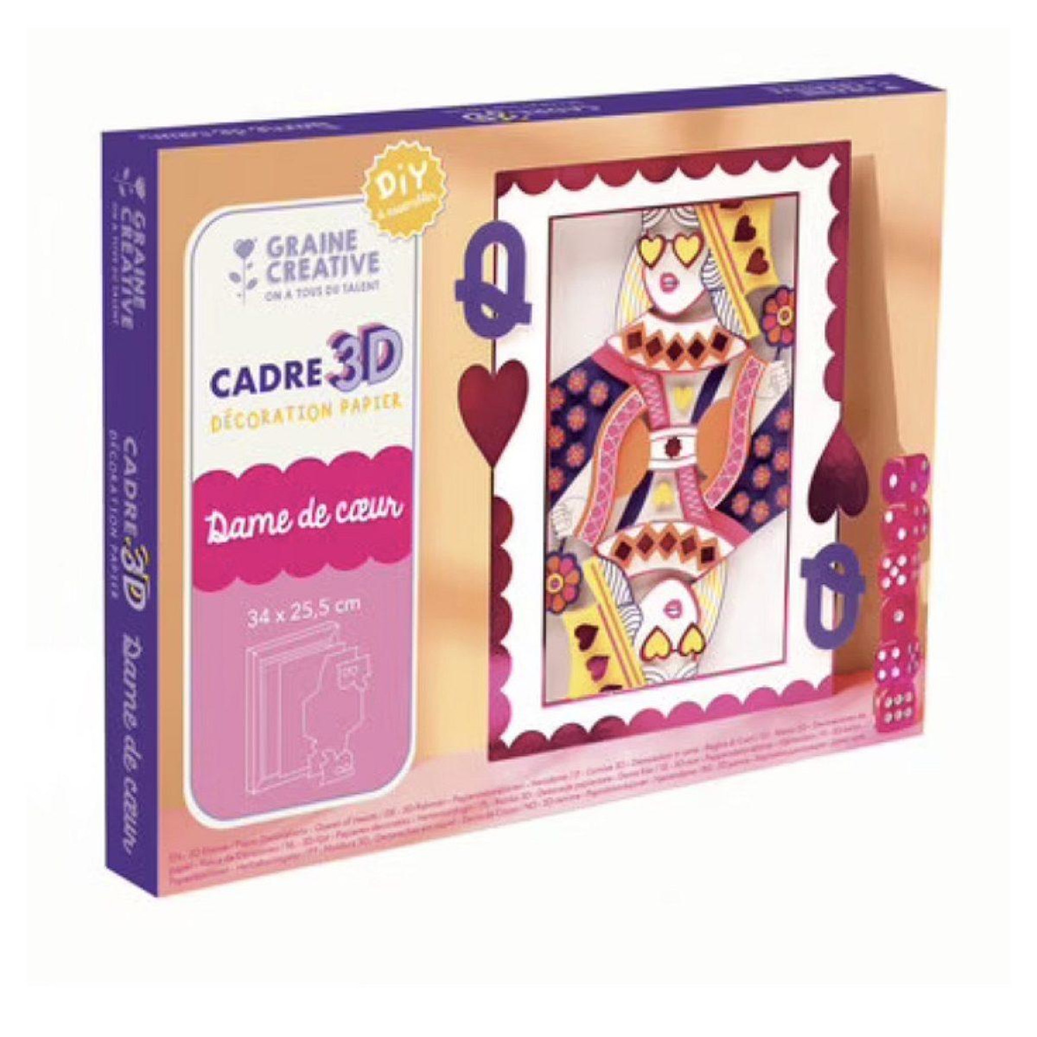 GRAINE CRÉATIVE Cadre 3d en papier - dame de coeur