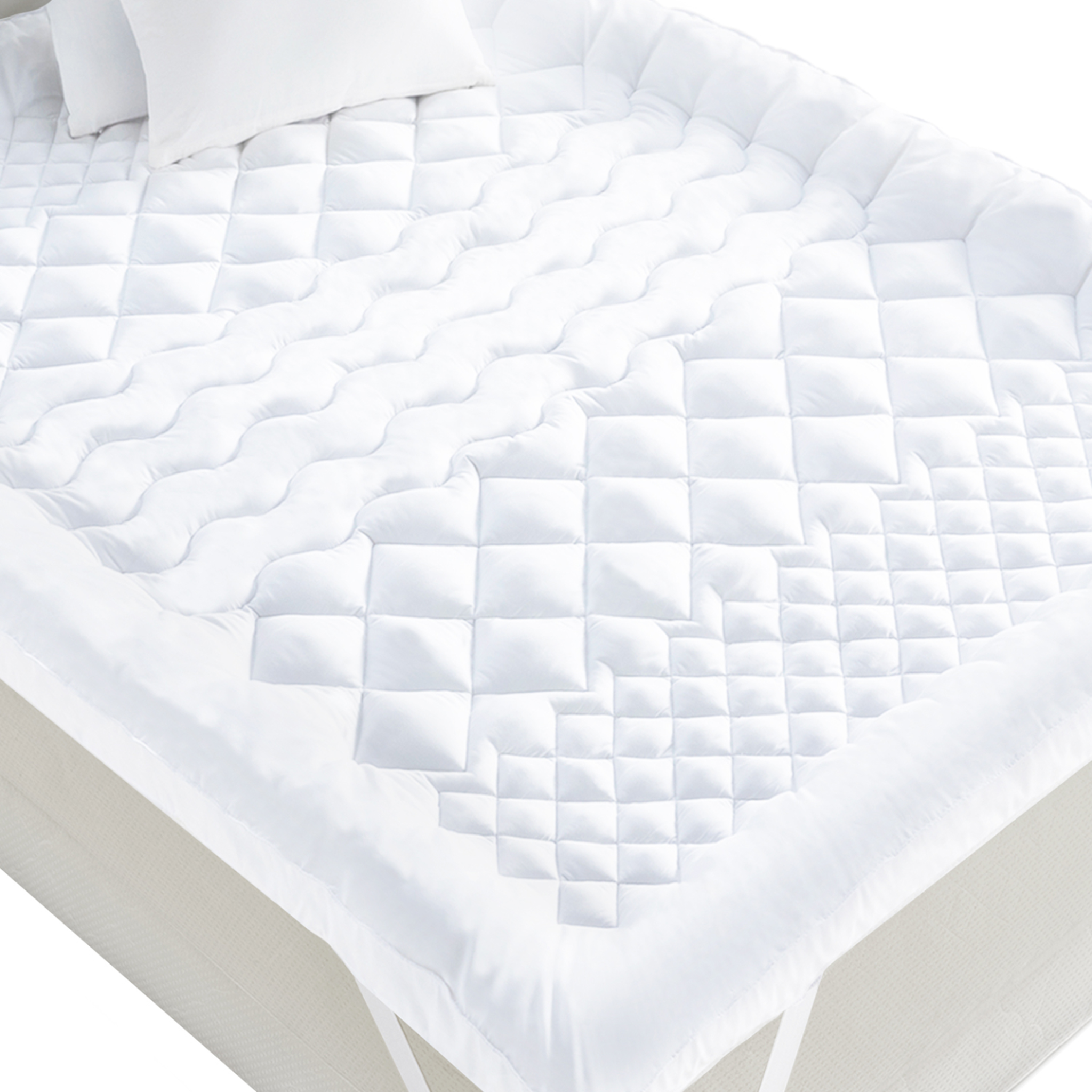 Voir la diapositive 3 : ID MARKET Surmatelas 140x190 cm sacha 7 zones de confort épais et moelleux 600 gr