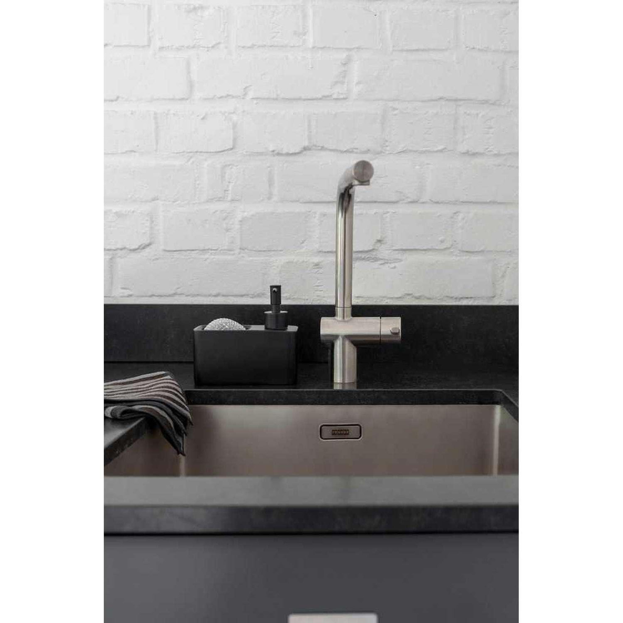 Voir la diapositive 4 : Wenko Distributeur de savon avec porte éponge - Noir