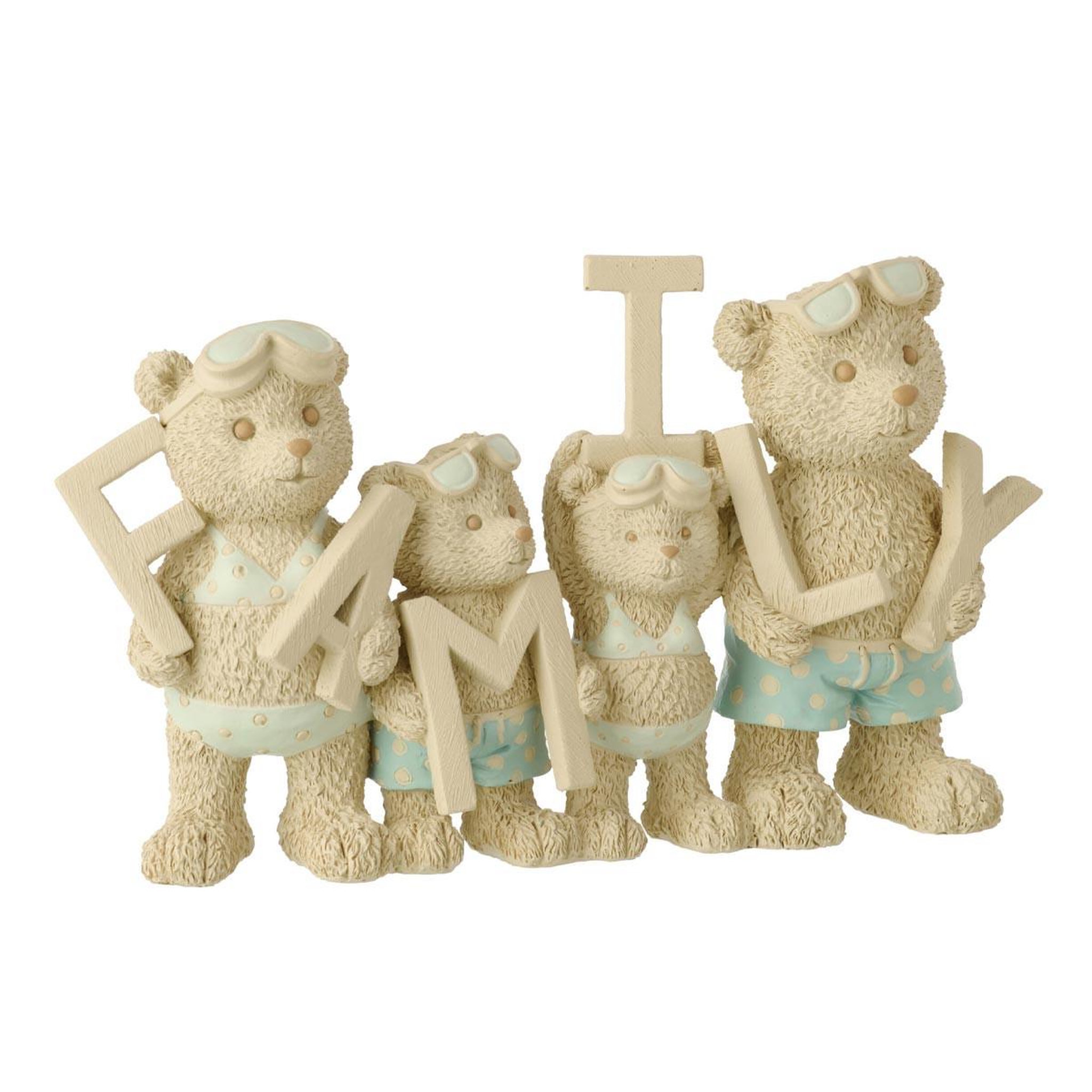 J-LINE Statuette déco ours famille  plage  29cm beige