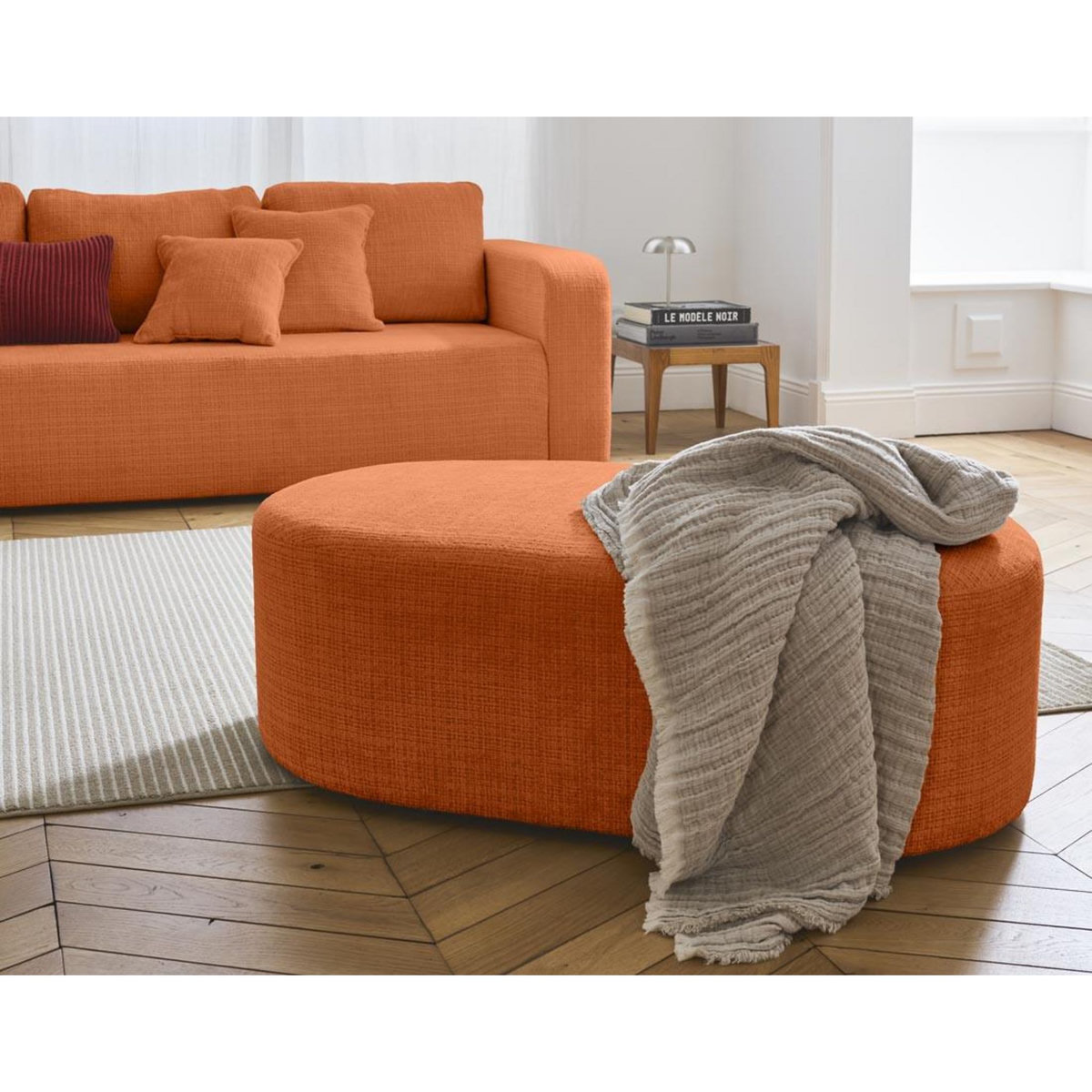 BEST MOBILIER Miro - pouf en velours texturé