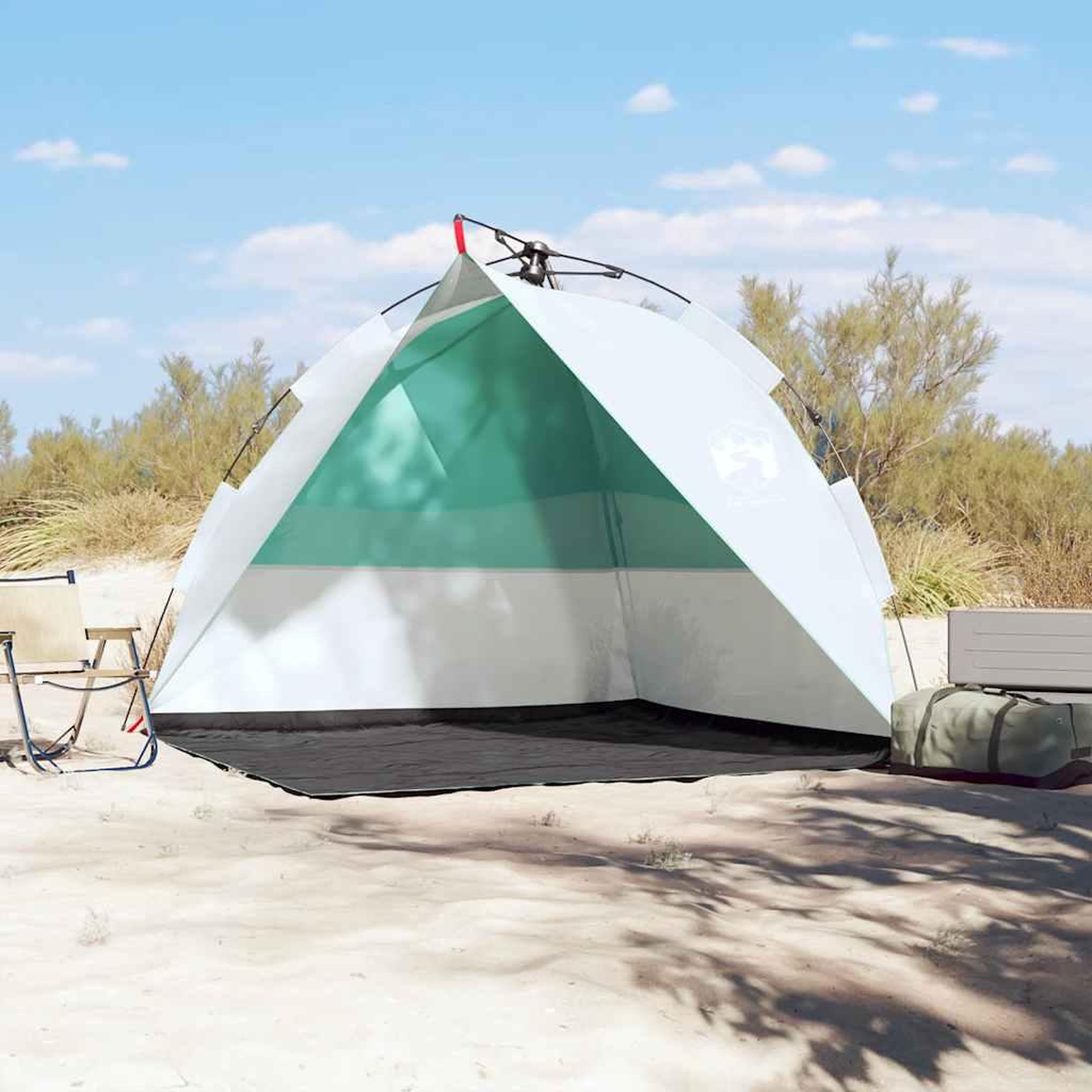 Voir la diapositive 3 : VIDAXL Tente de plage vert d'eau liberation rapide impermeable