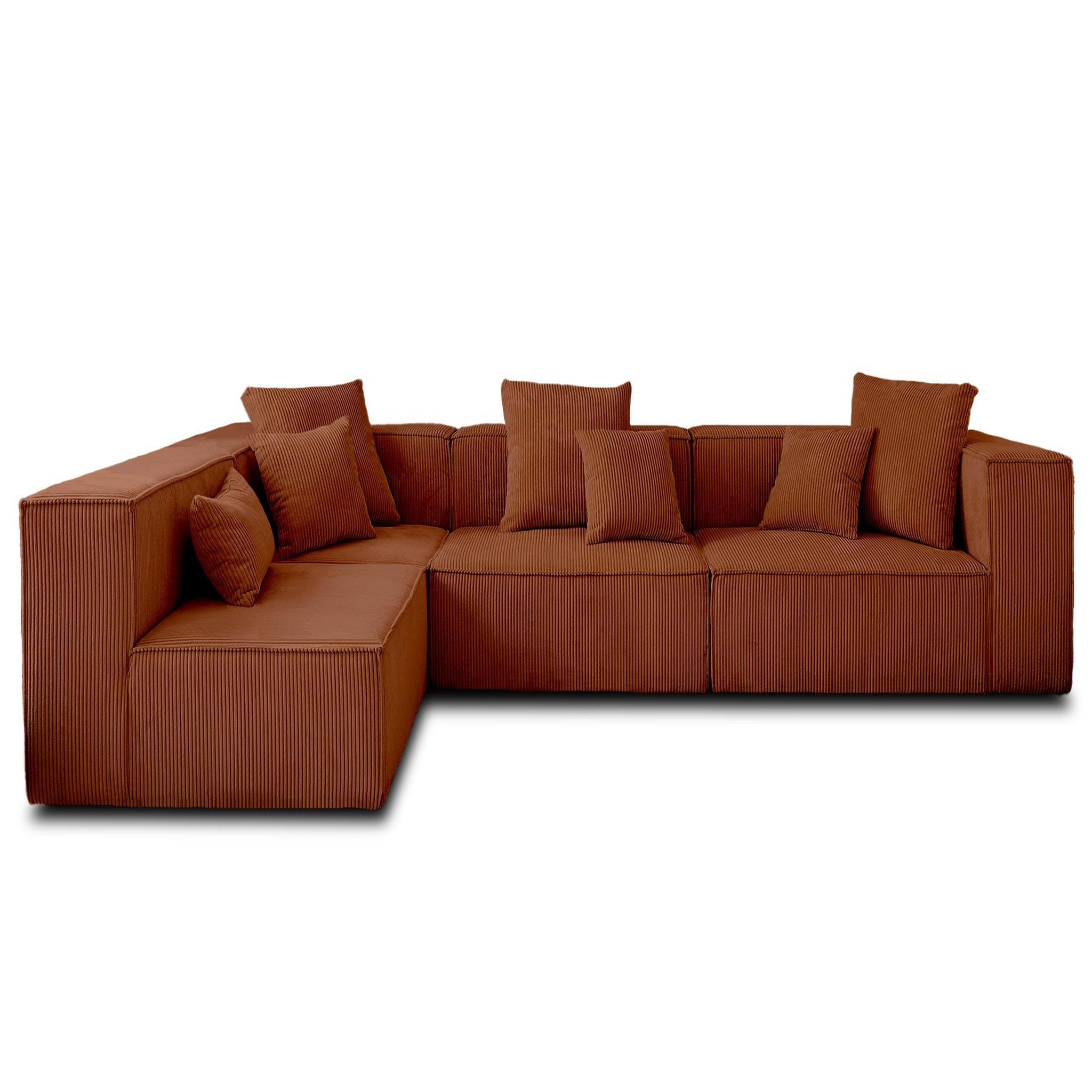 Voir la diapositive 1 : BEST MOBILIER Colombine - canapé modulable d'angle gauche - 6 places - en velours côtelé