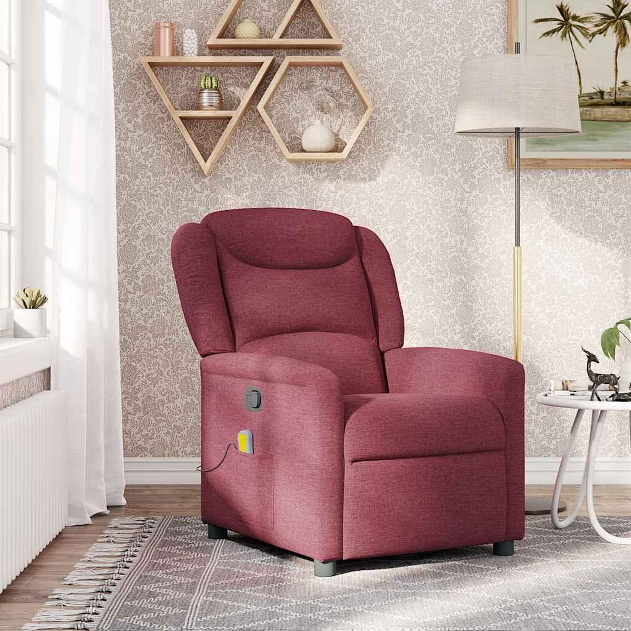 VIDAXL Fauteuil de massage inclinable Rouge bordeaux Tissu