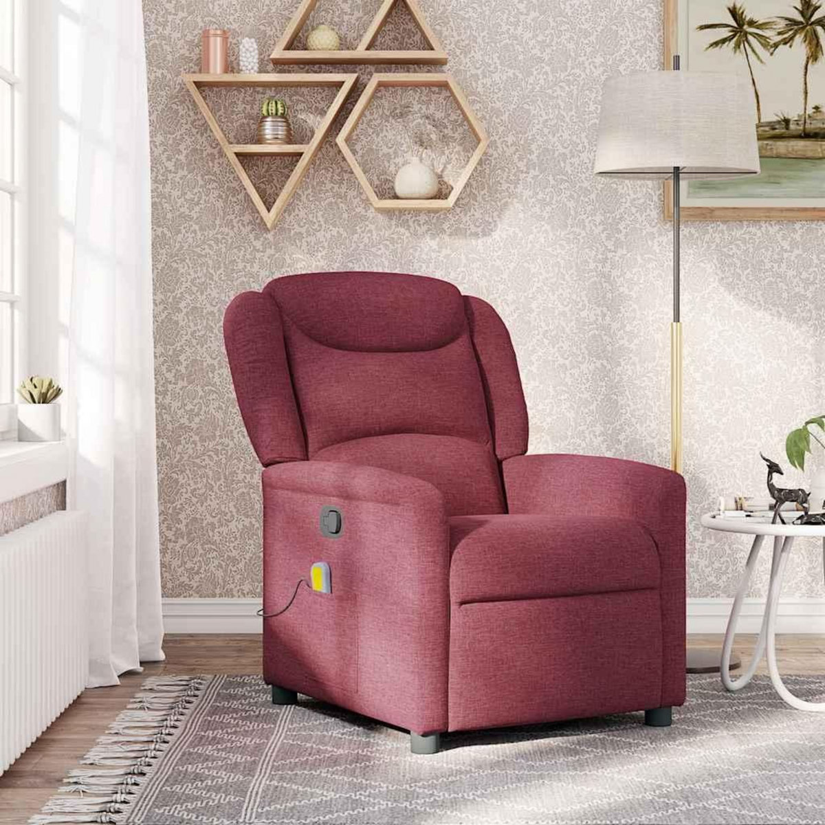 VIDAXL Fauteuil de massage inclinable Rouge bordeaux Tissu