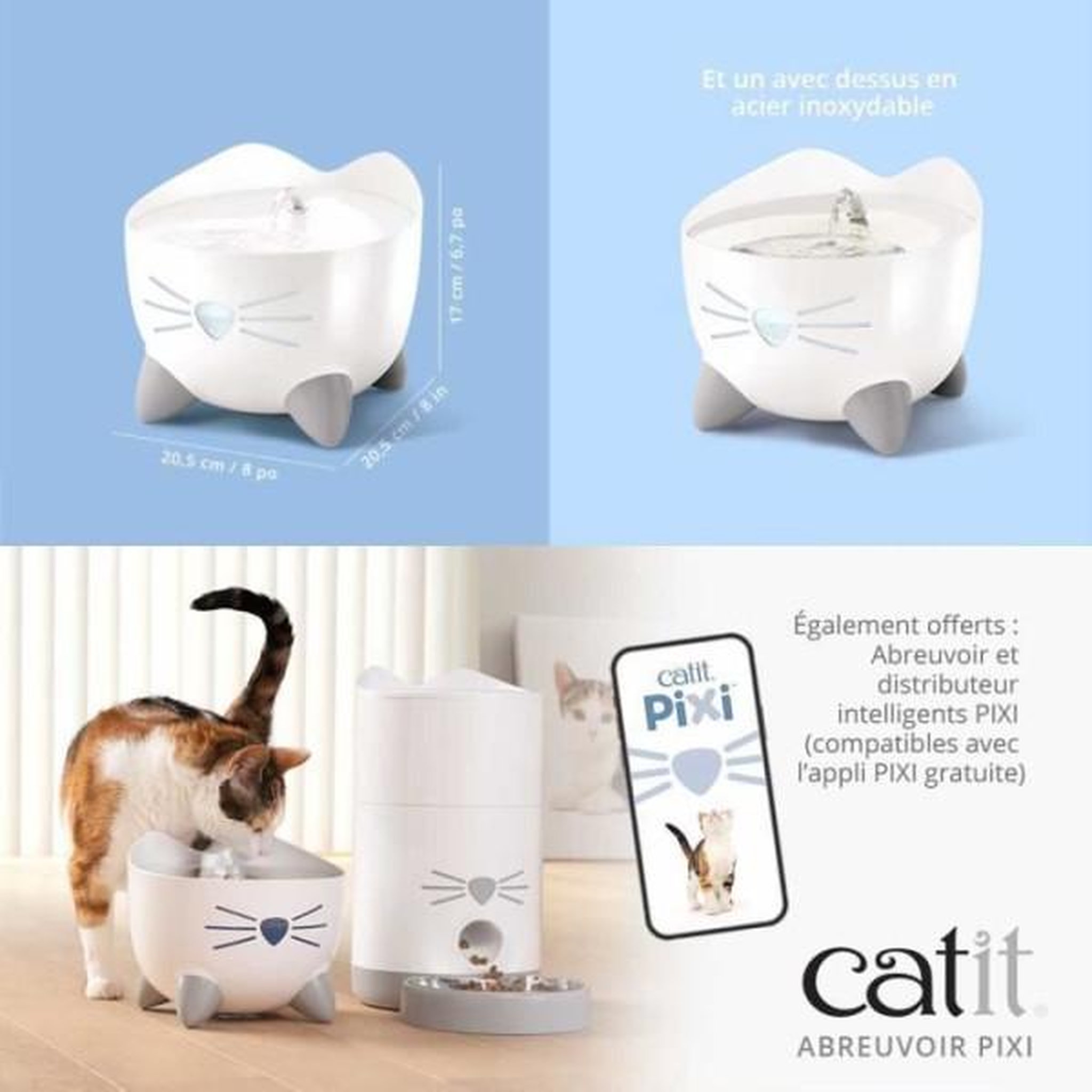 Voir la diapositive 6 : MARKET24 CAT IT Fontaine a eau automatique pour chat - 2,5 L - Bleu