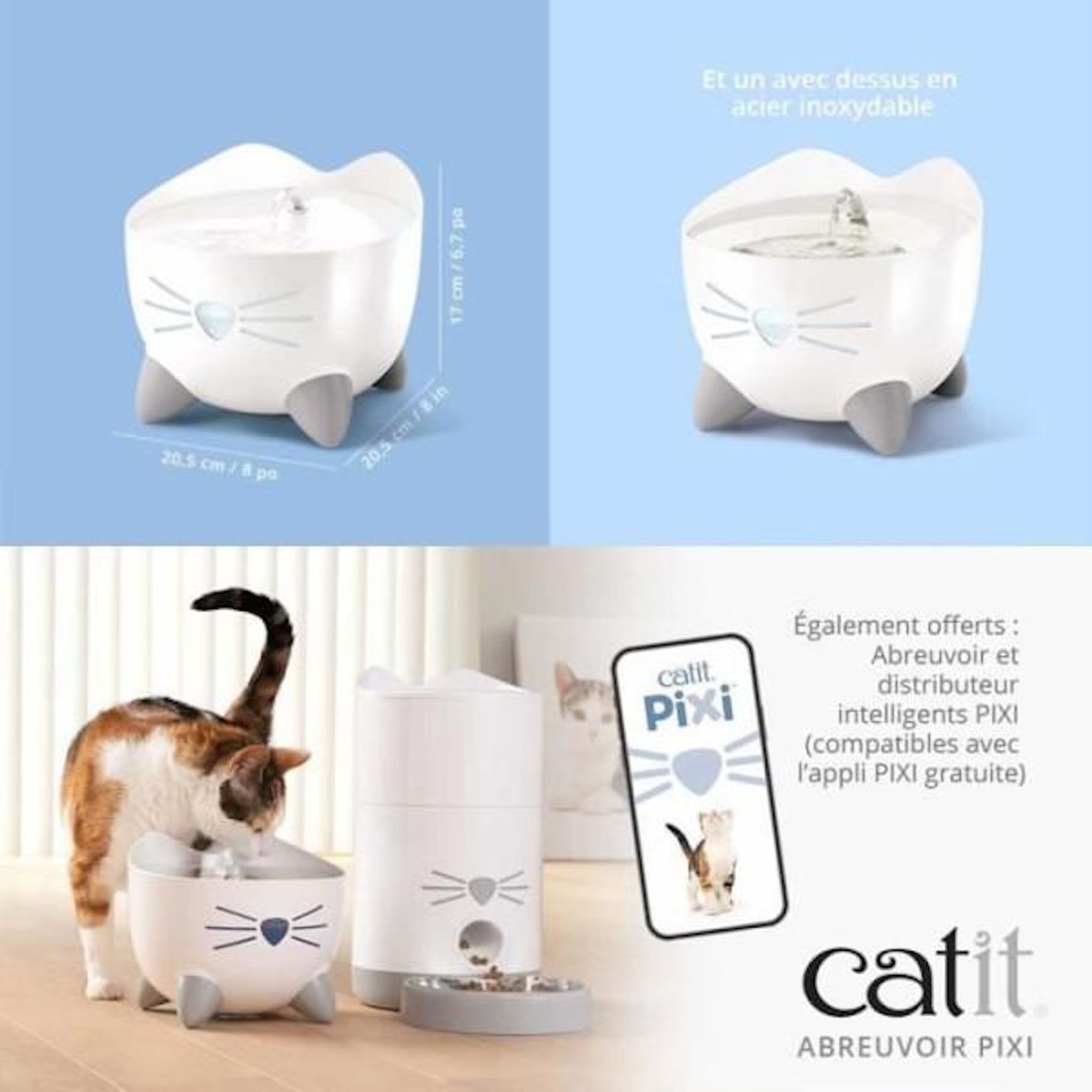 MARKET24 CAT IT Fontaine a eau automatique pour chat - 2,5 L - Bleu