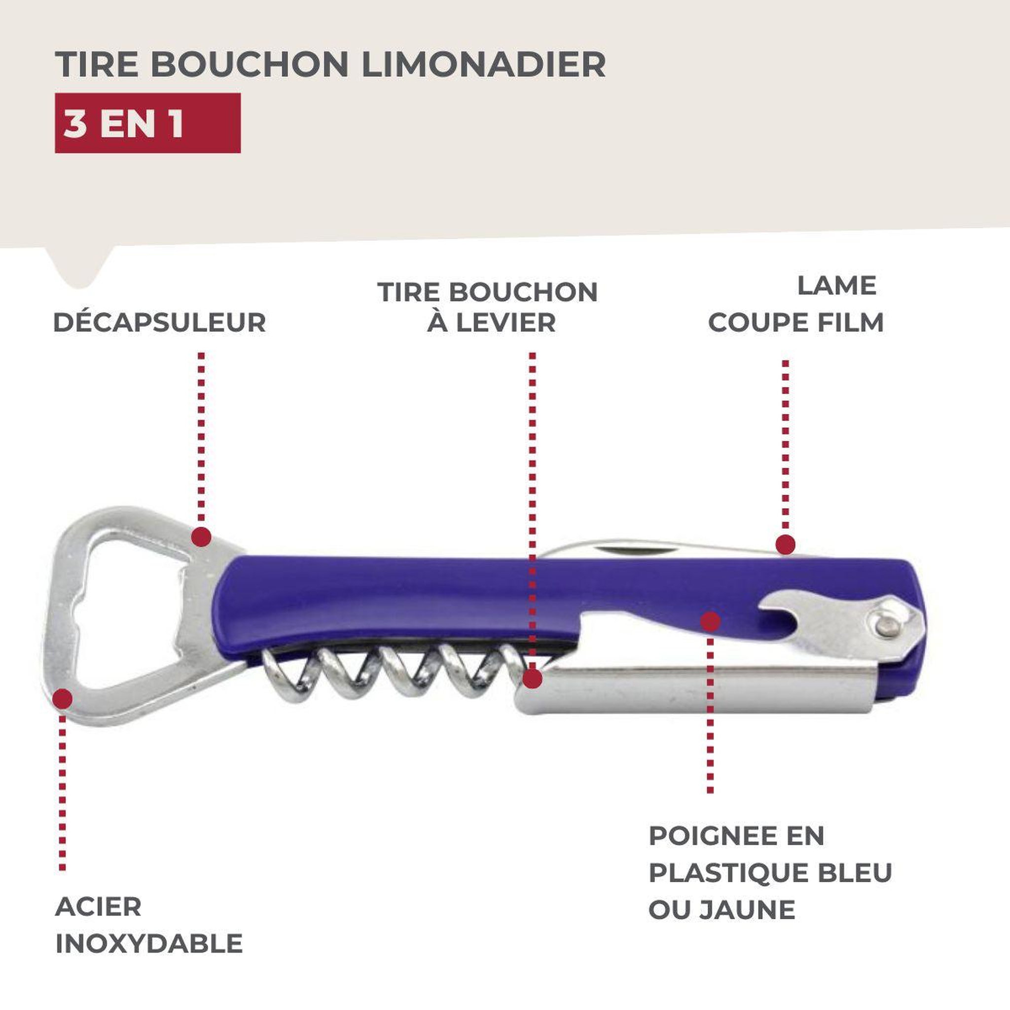 Voir la diapositive 4 : Fackelmann Tire-bouchon limonadier coloré fackelmann bar concept