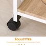 Voir la diapositive 5 : HOMCOM Chariot de service desserte de cuisine à roulettes 2 étagères + plateau amovible + tiroir bois de pin MDF