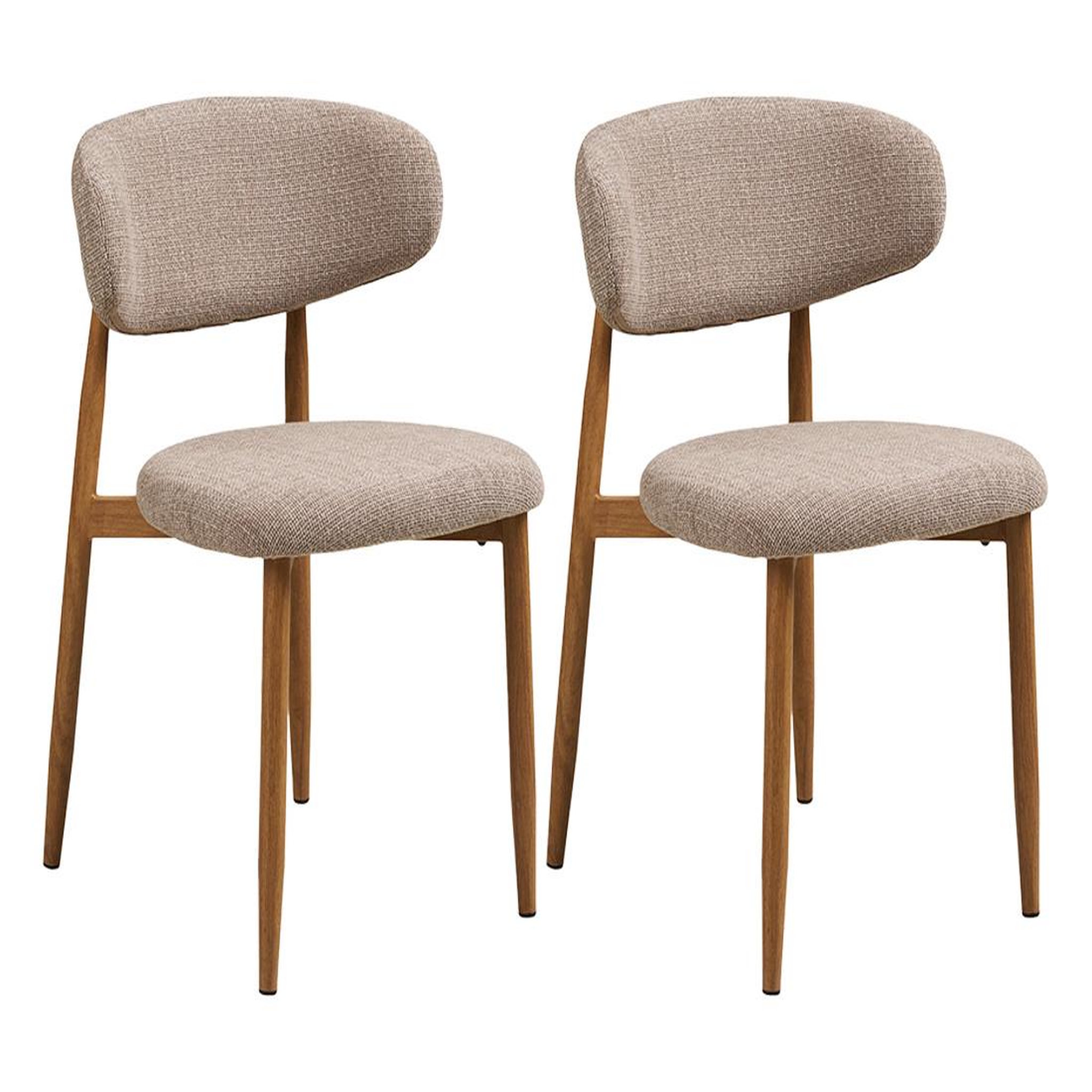 Voir la diapositive 1 : BEST MOBILIER Eddie - lot de 2 chaises en tissu texturé - pieds en acier effet bois