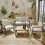 SWEEEK Salon de jardin Casoria, aluminium et polywood 4 places, 1 canapé, 2 fauteuils, 1 table basse