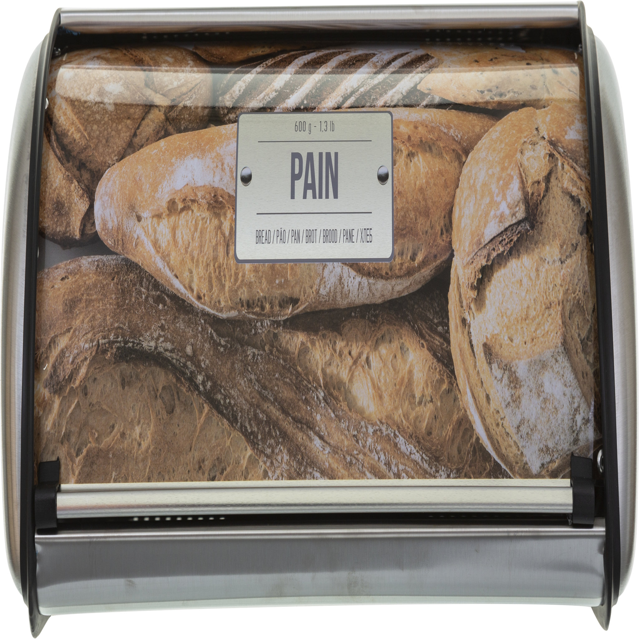 Voir la diapositive 1 : Boite à pain relief acier inoxydable