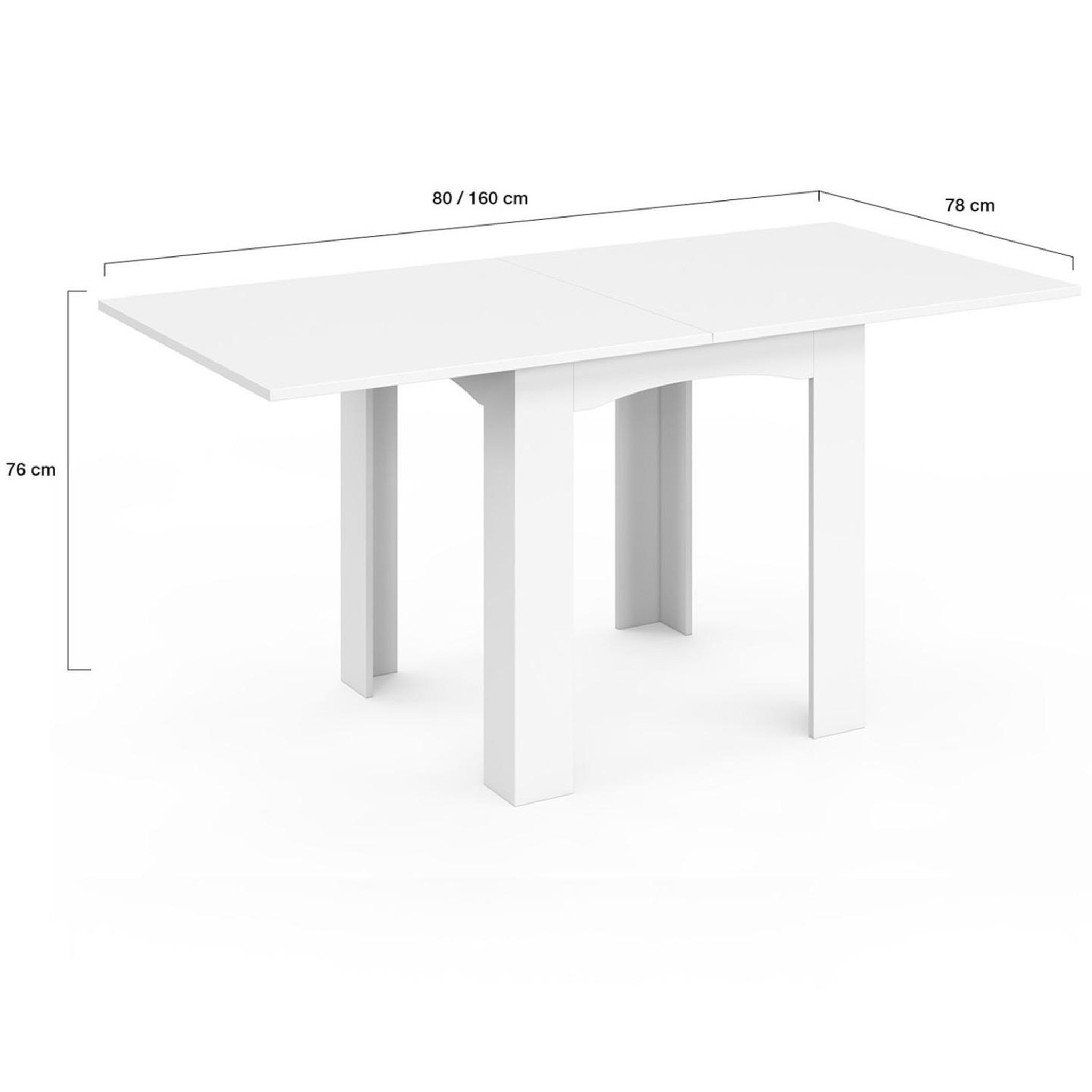 Voir la diapositive 5 : ID MARKET Table à manger extensible rectangle dona 4-8 personnes blanche 80-160 cm