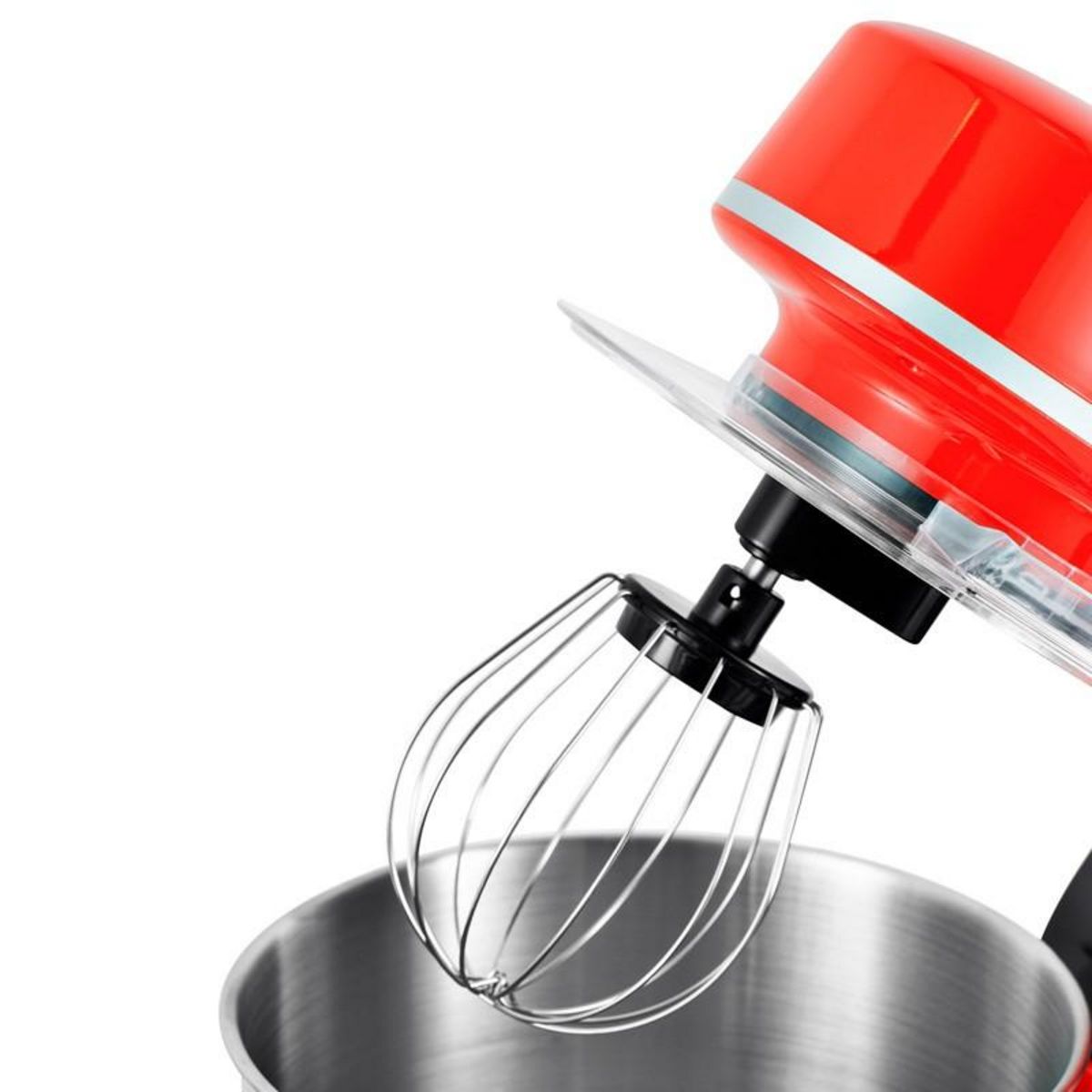 KITCHENCOOK Kitchencook - Robot Pétrin 5l - 1300w - 6 Intensités - Bol Amovible Acier Inoxydable - Crochet à Pâte - Fouet à Fils - Rouge