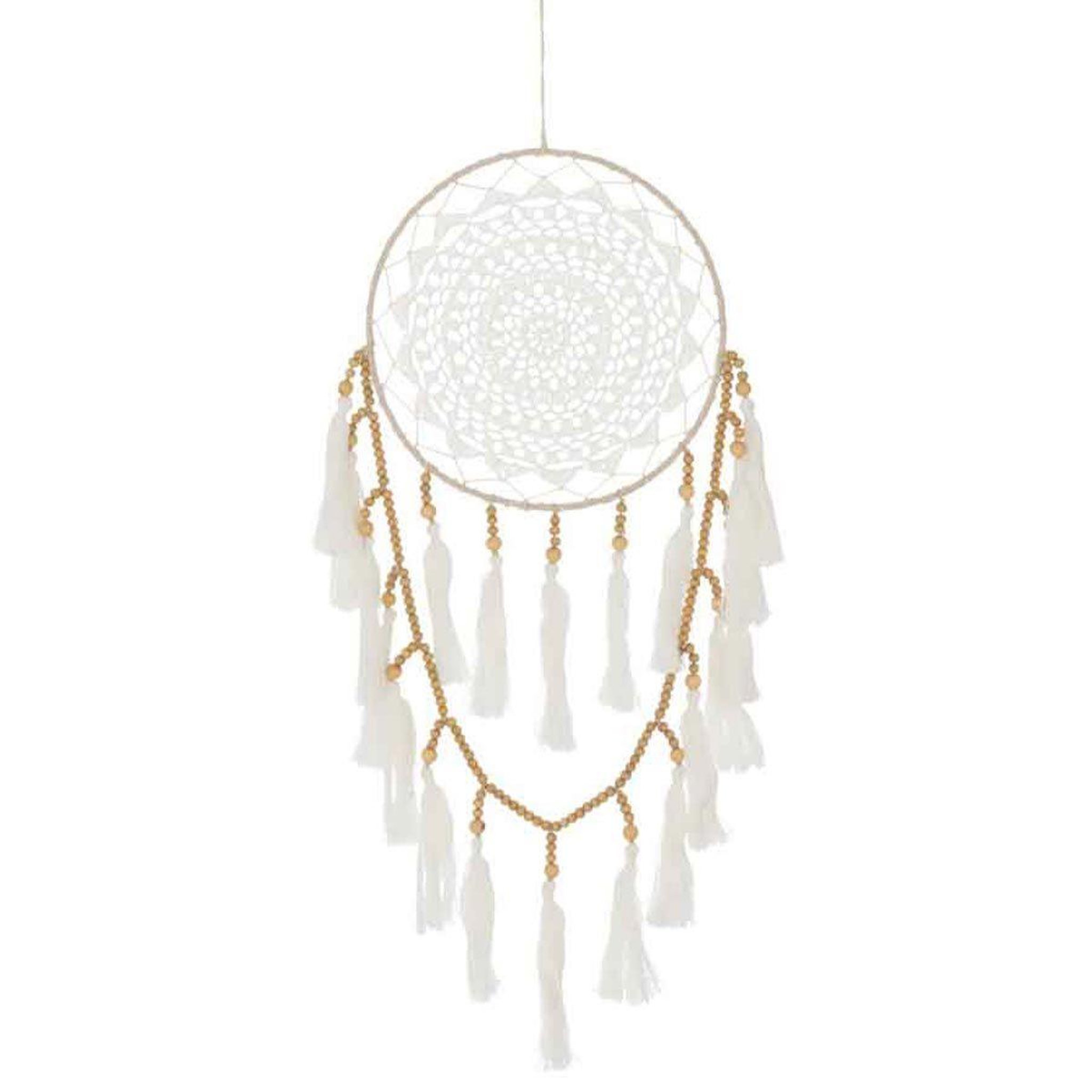J-LINE Attrape-rêves déco  textiles  78cm blanc