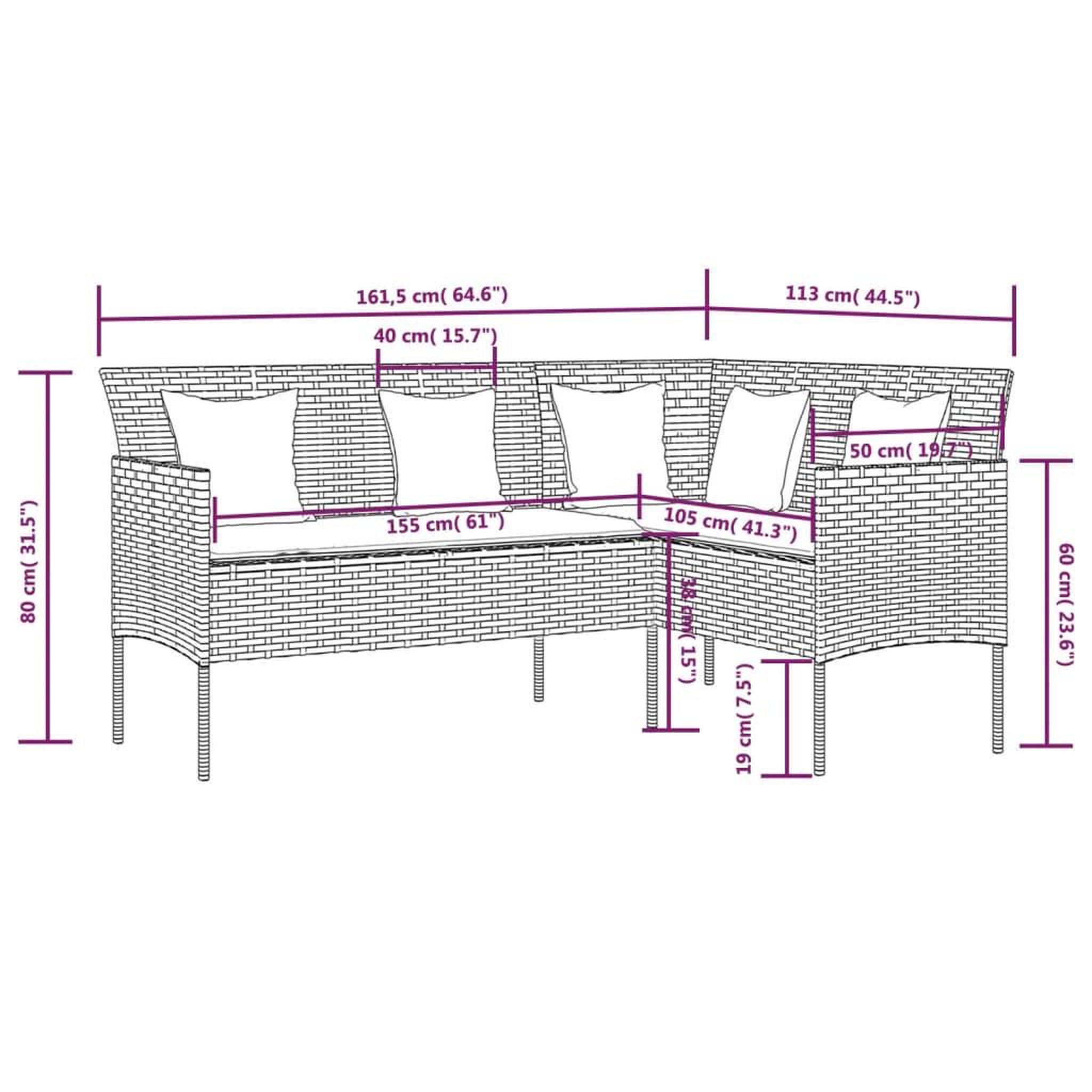 Voir la diapositive 6 : VIDAXL Ensemble de canapes en L 5pcs avec coussins resine tressee gris