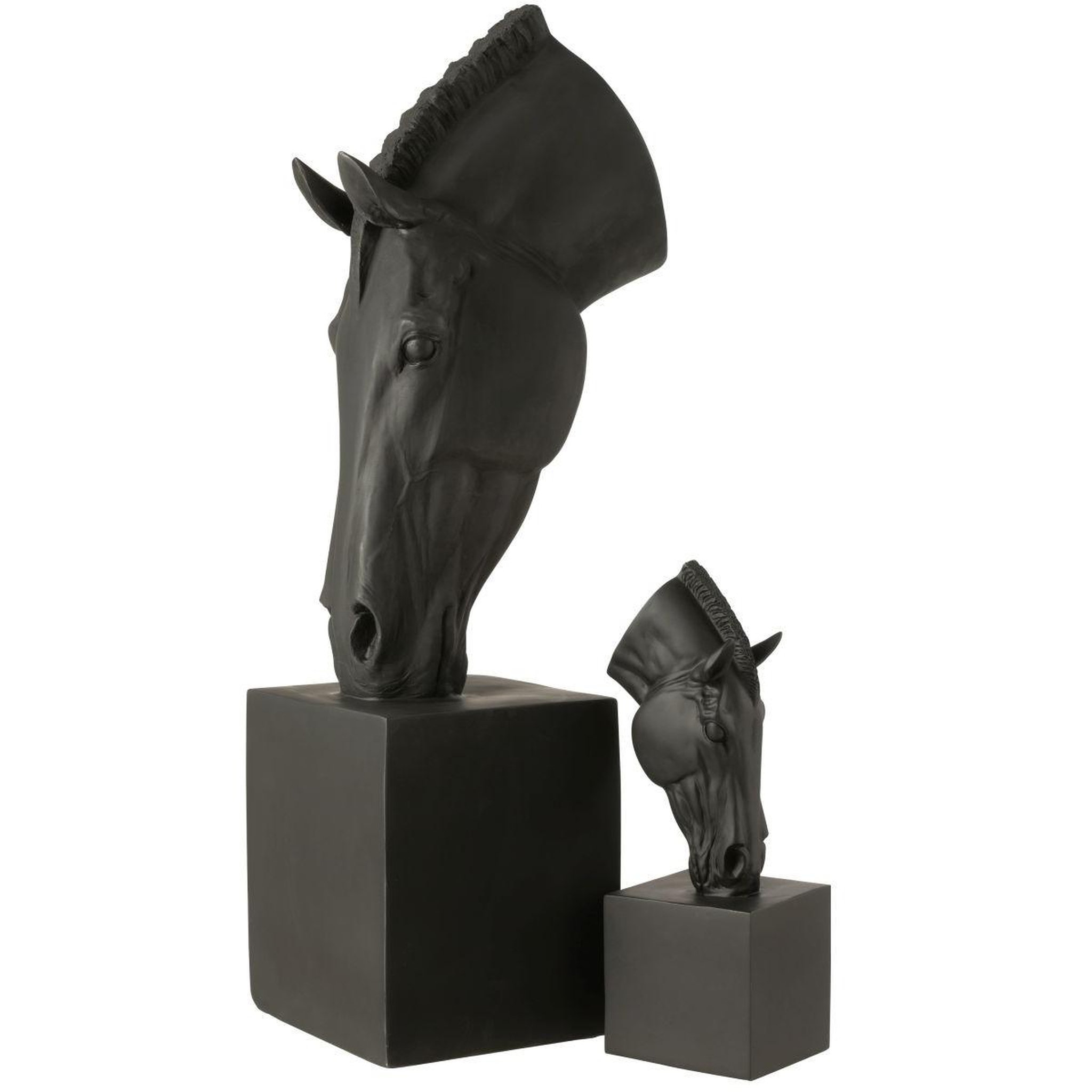 Voir la diapositive 5 : J-LINE Tête de cheval sur socle  hollywood  44cm noir