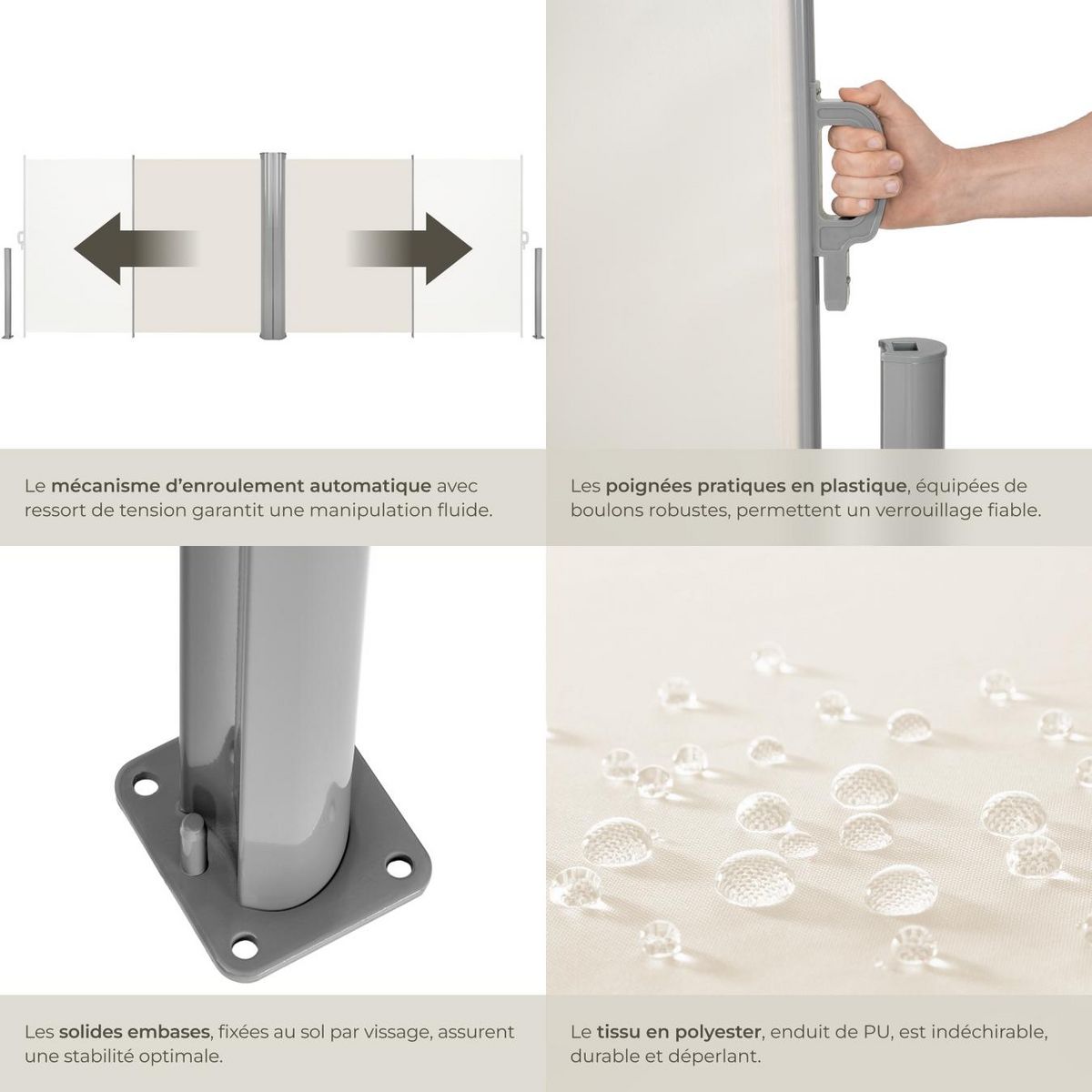 tectake Store latéral double en Aluminium beige