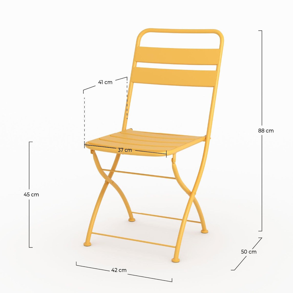 Rendez vous déco Lot de 2 chaises de jardin en métal jaune beurre, pliantes-Yumi