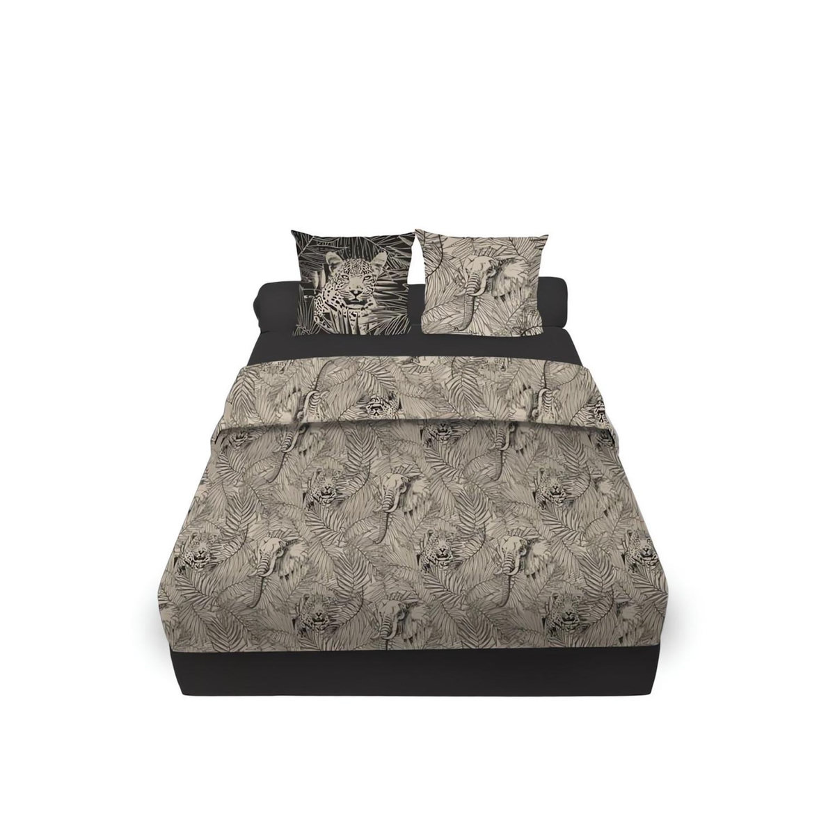 SOLEIL D'OCRE Parure de draps en coton 57 fils/cm2 240x290 cm SAFARI naturel, par Soleil d'ocre