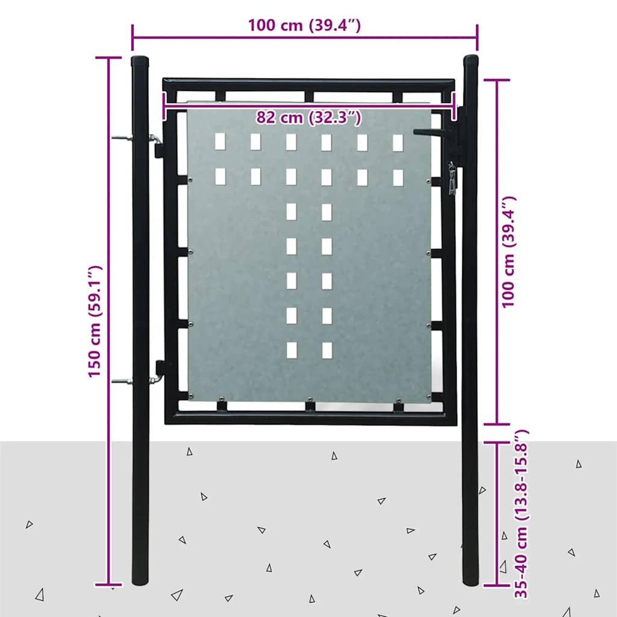 Voir la diapositive 5 : VIDAXL Portail de cloture noir a une porte 100x100 cm