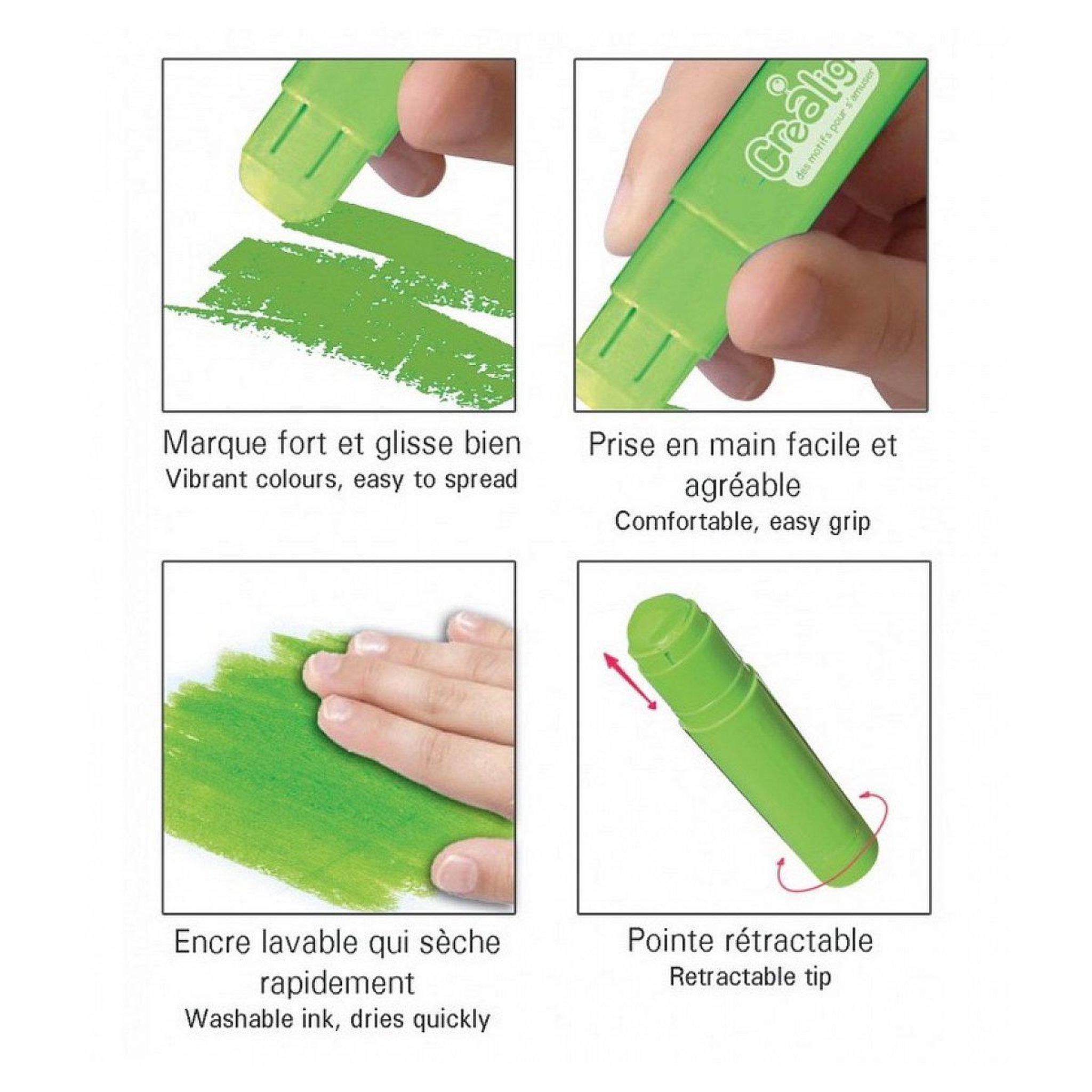 Voir la diapositive 2 : CREALIGN Boite de 9 crayons gras retractables