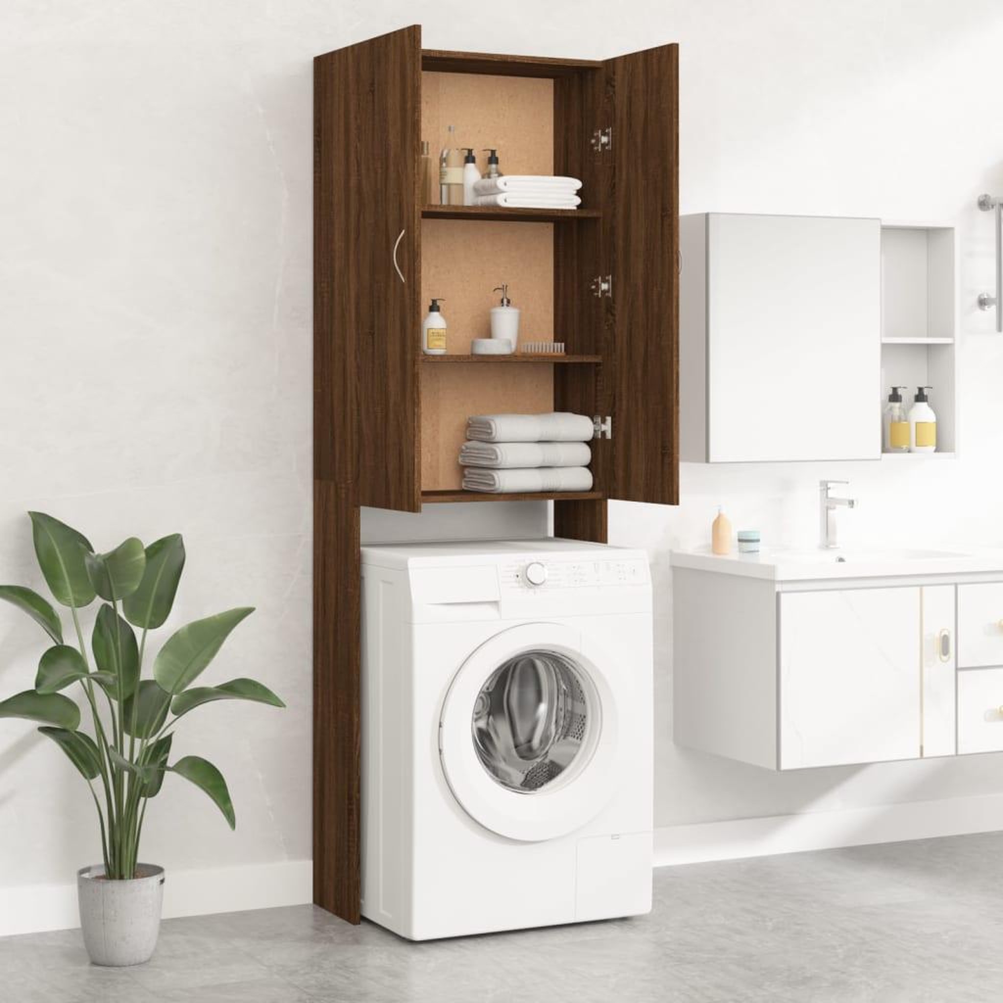 Voir la diapositive 3 : VIDAXL Meuble pour machine a laver Chene marron 64x25,5x190 cm