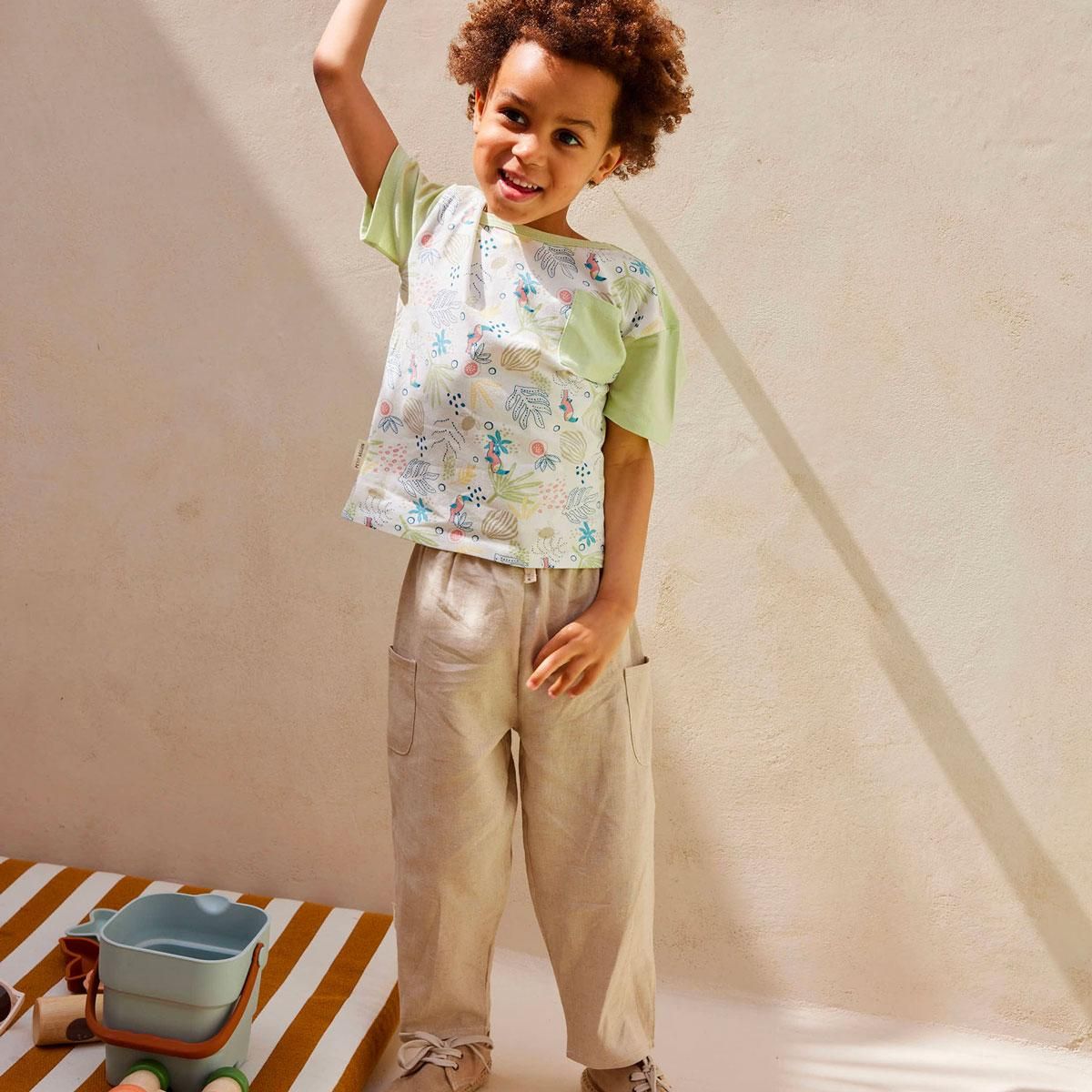 Petit Béguin Pantalon bébé en lin mélangé Moka