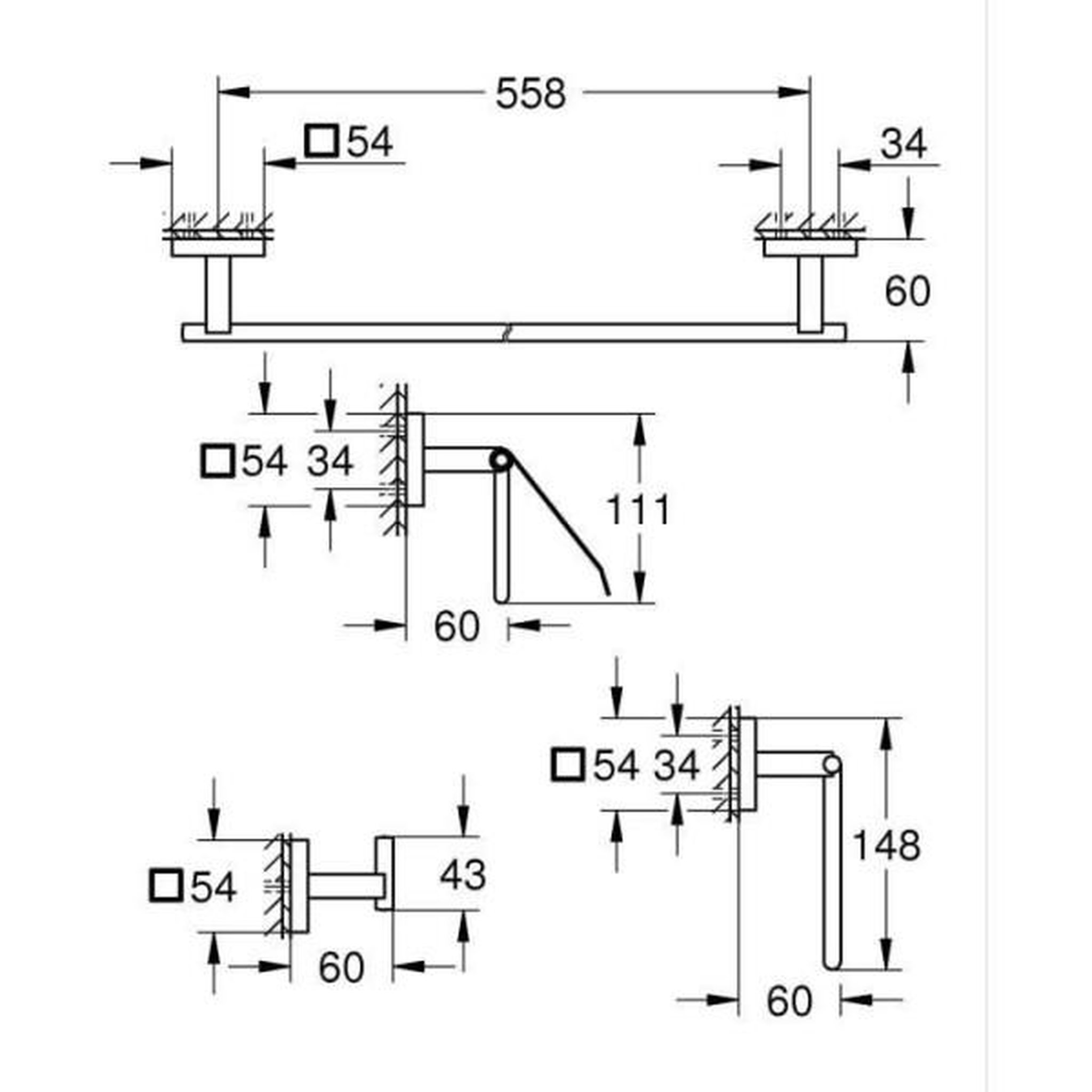 Voir la diapositive 2 : Grohe Set d'accessoires 4 en 1 - grohe - 41115000 - chromé - métal - douche