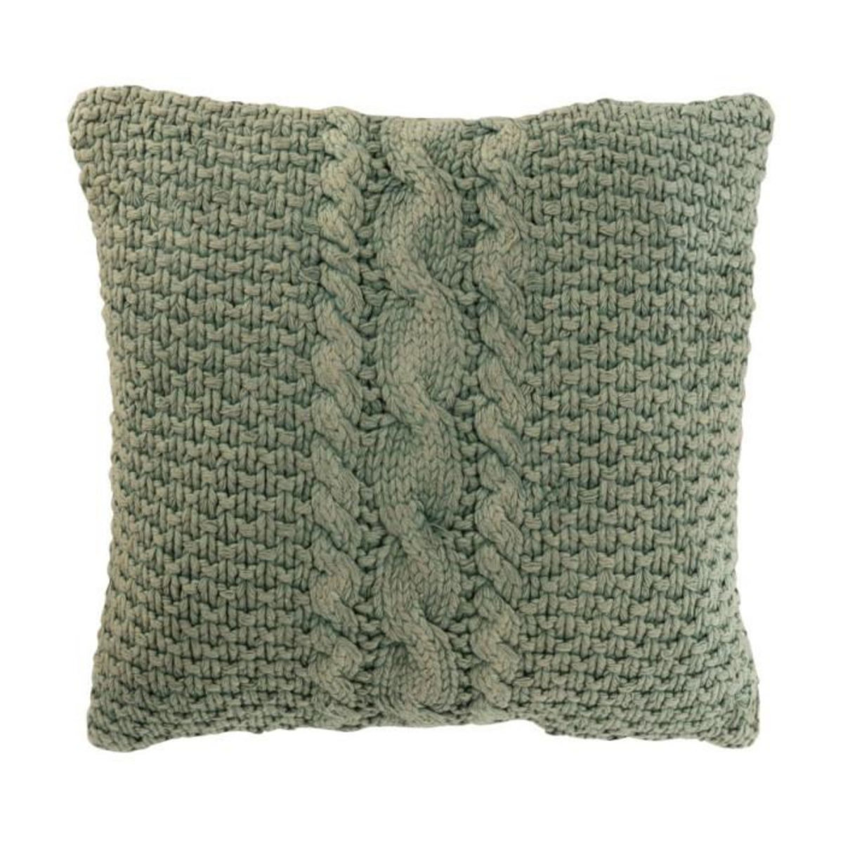 Paris Prix Coussin en Tricot Tressé  Helena  50x50cm Vert