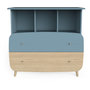 Voir la diapositive 2 : Commode bébé 2 tiroirs 3 niches bleu LINIA 