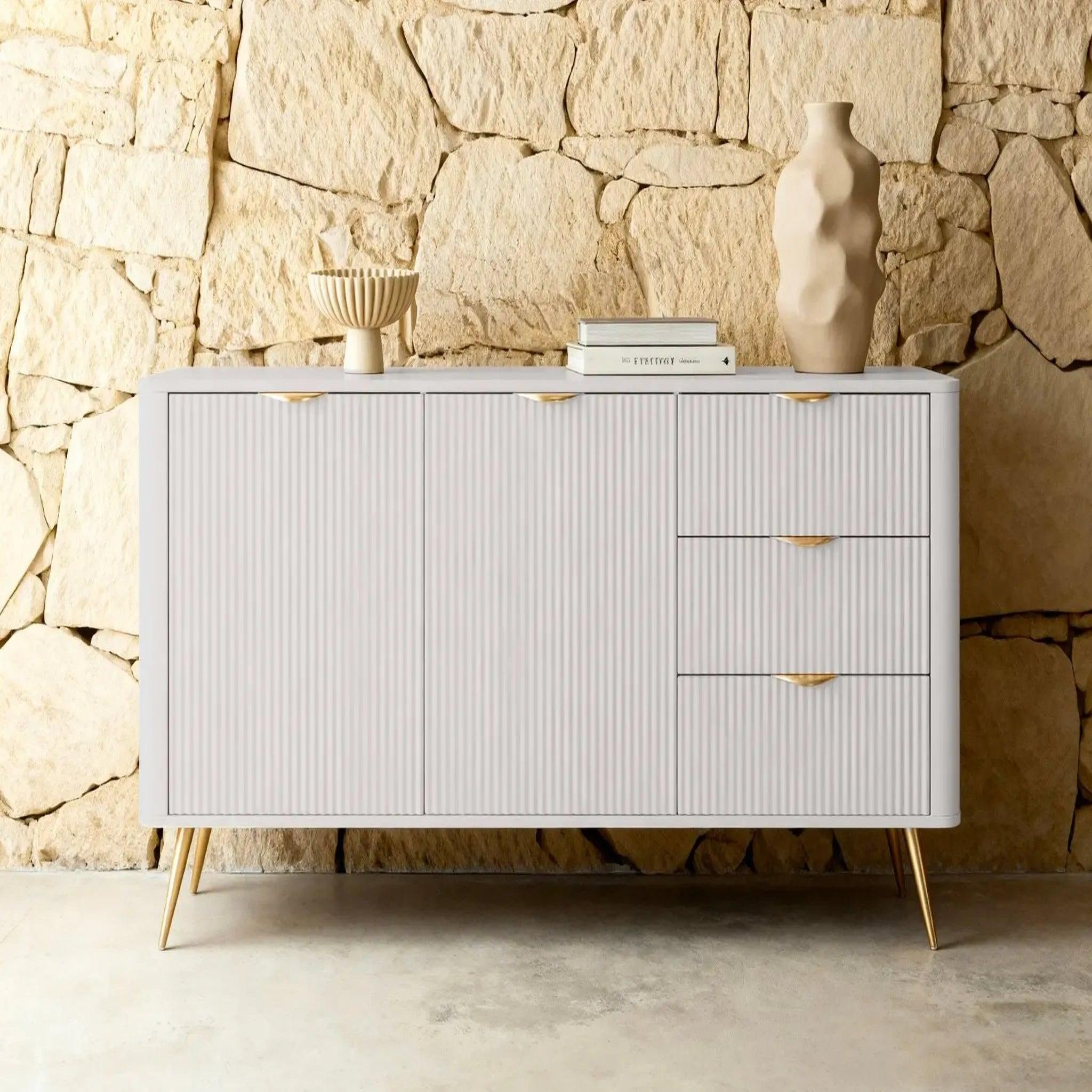 Voir la diapositive 2 : CASANOVA PARIS Joudy - buffet 2 portes 163cmeffet rainuré